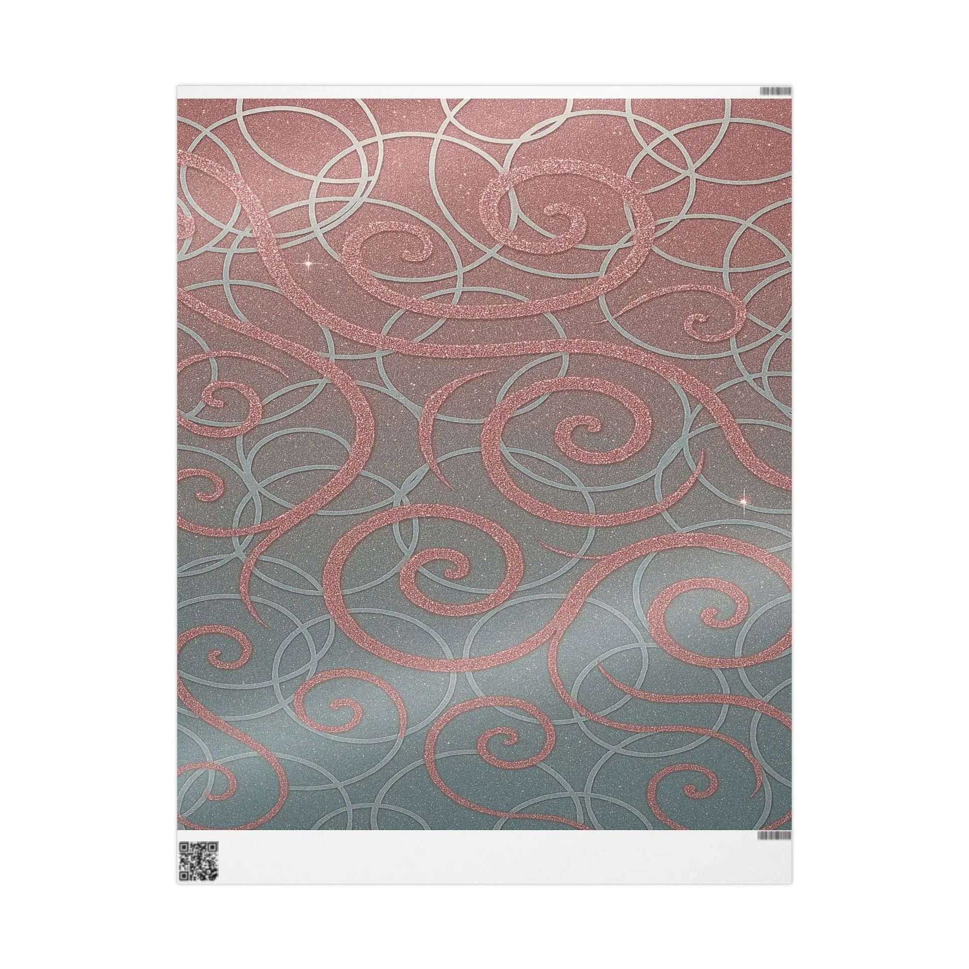 Wrapping Papers - Elegant Ombre Silver and Pink Sparkling Swirls Printify