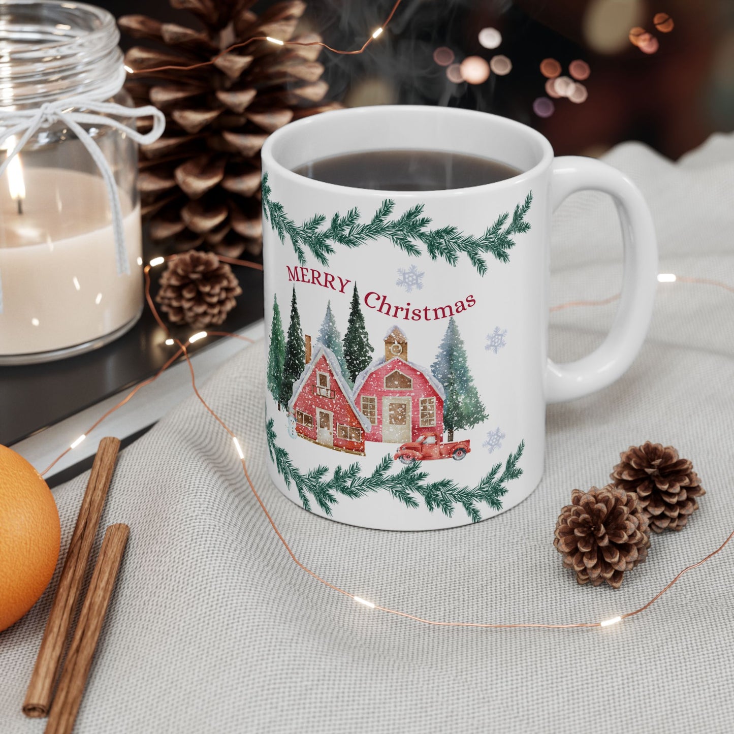 Christmas-Themed Ceramic Mug, Holiday Gift, Festive Drinkware, Winter Decor, Home & Kitchen, Coffee/Tea Cup