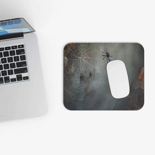 Spooky Spider Web Mouse Pad, Gothic Office Decor, Halloween Gift, Cute Desk Accessories, Horror Aesthetic Mouse Mat, Unique Gift Idea Printify
