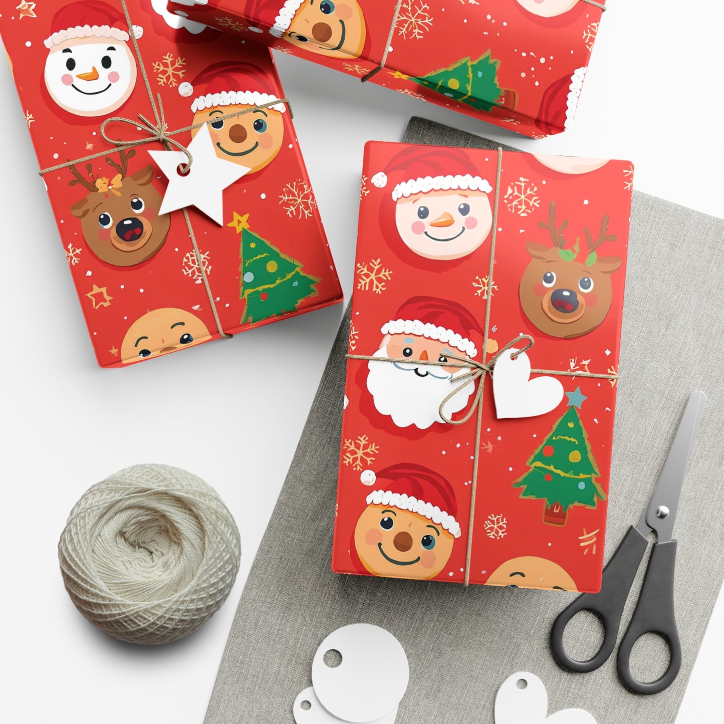 Emoji Christmas Wrapping Paper – Fun Holiday Gift Wrap for Kids with Santa, Snowman & Reindeer Faces