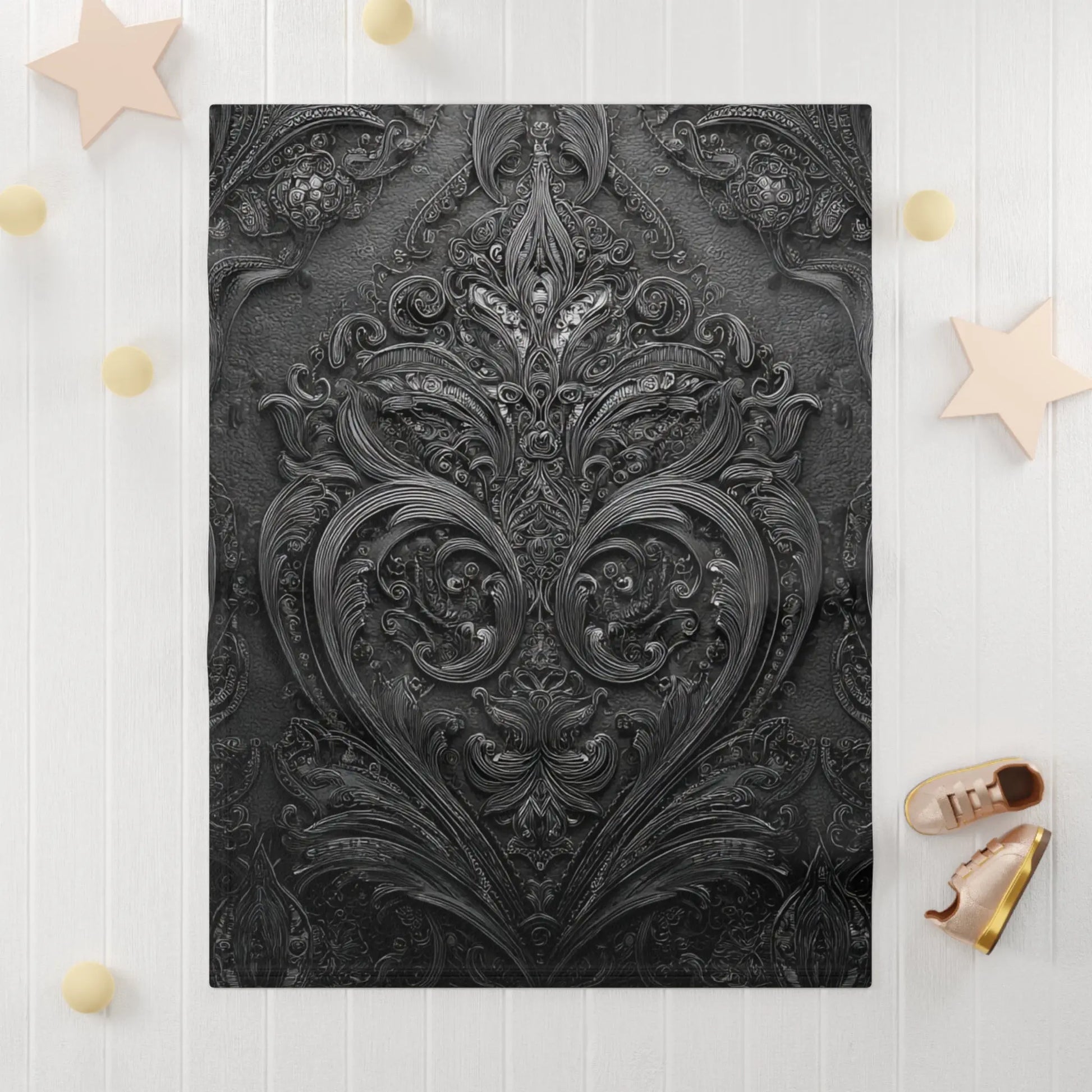 Baby Blanket - Elegant Black Velvet Vintage Design Printify