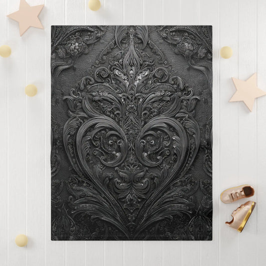 Baby Blanket - Elegant Black Velvet Vintage Design Printify