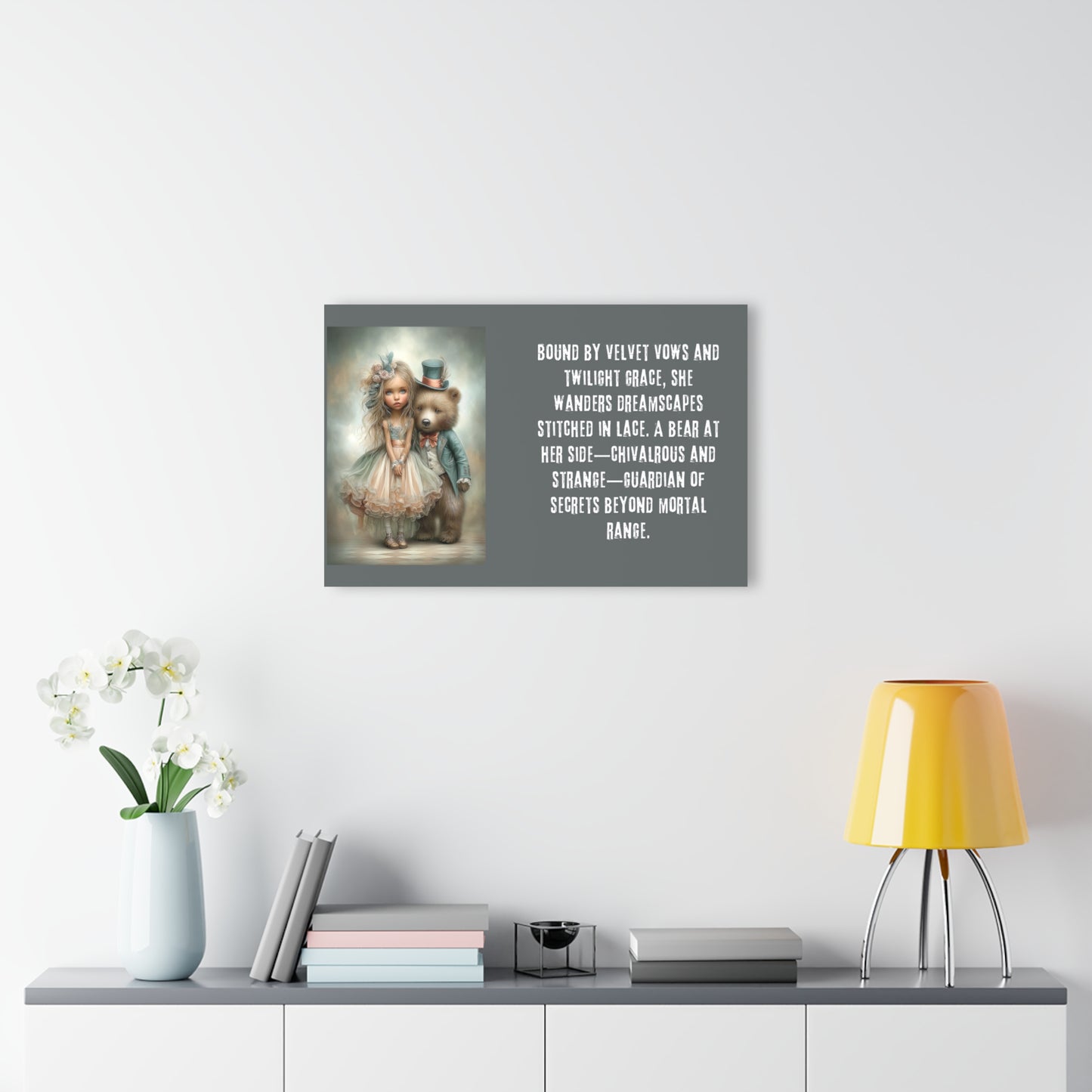 Acrylic Prints - Whimsical Girl and Bear French Cleat Hanging Frame with Enchanting Poem on the Horizontal Frames only.