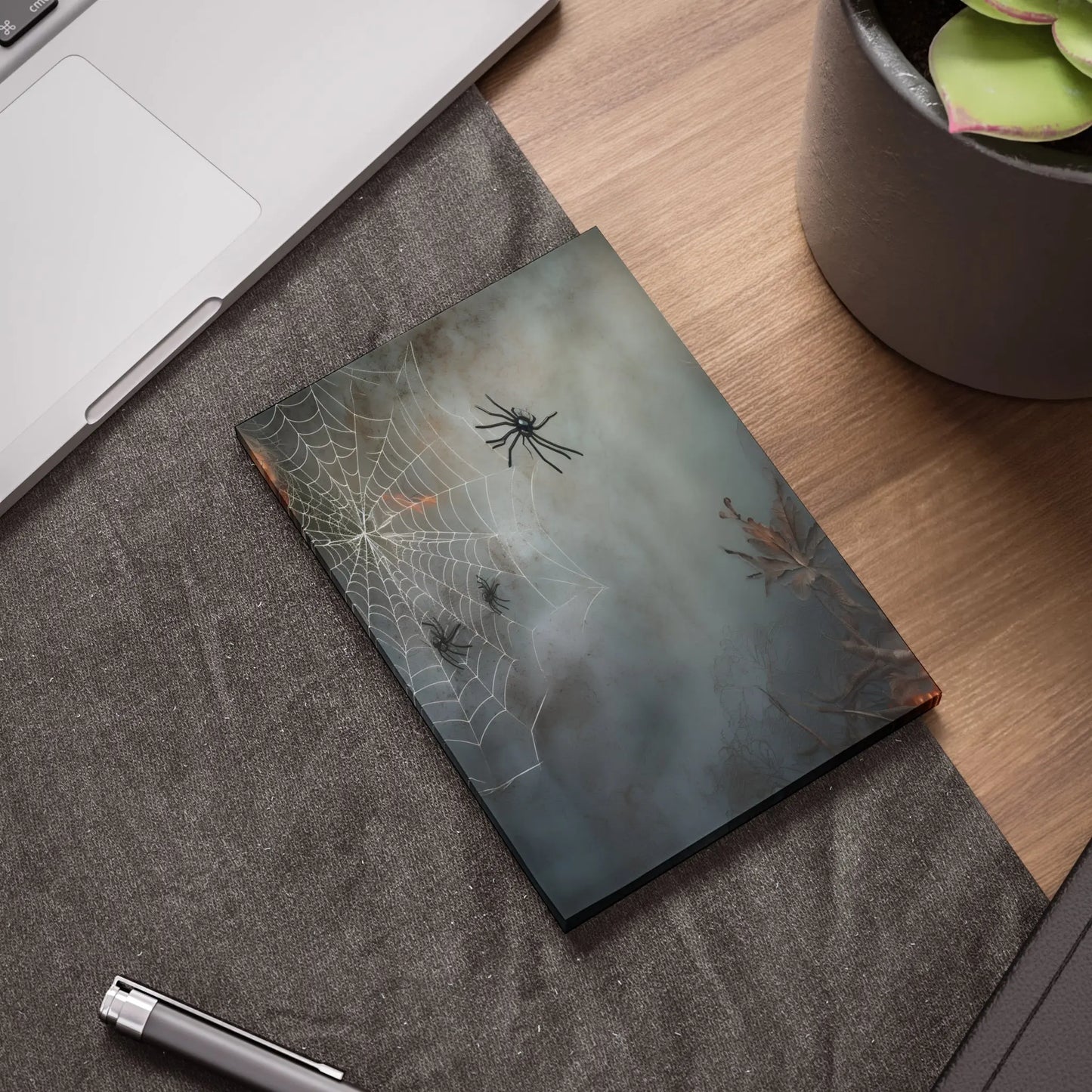 Note Pads - Spooky Spider and Web Design Halloween Stationery Printify