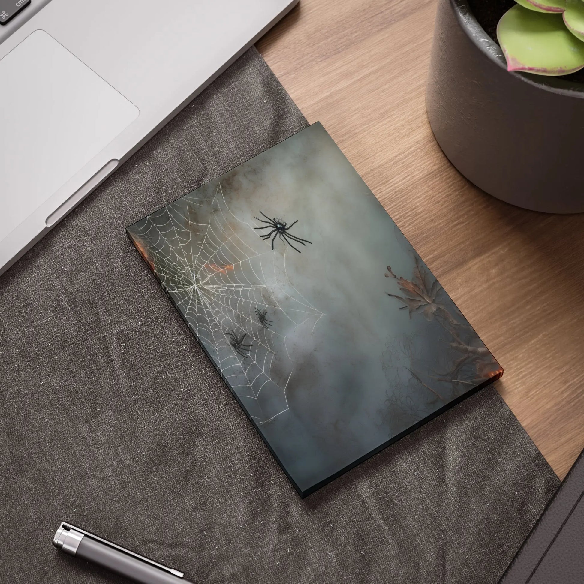 Note Pads - Spooky Spider and Web Design Halloween Stationery Printify