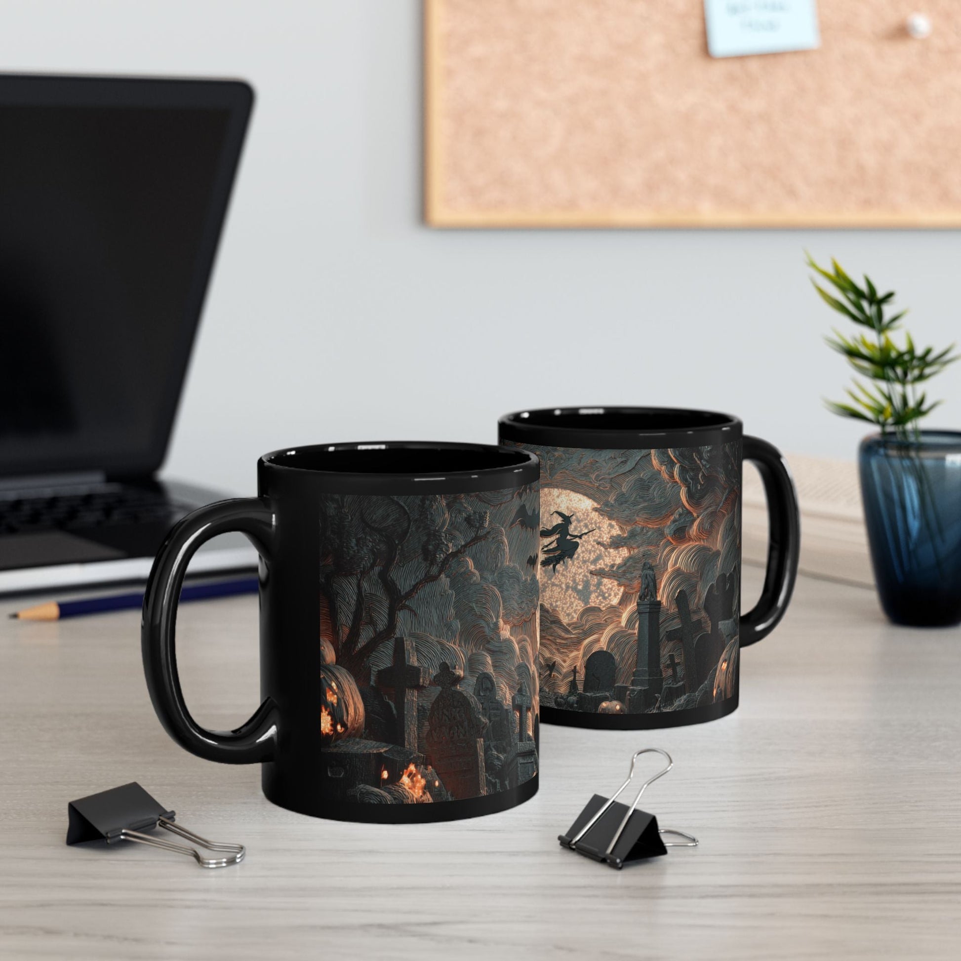 Spooky Witching Hour Mug - Perfect for Halloween Coffee Lovers, Black Ceramic Cup, Gift for Witch Fans, Unique Kitchen Decor, [...] Printify
