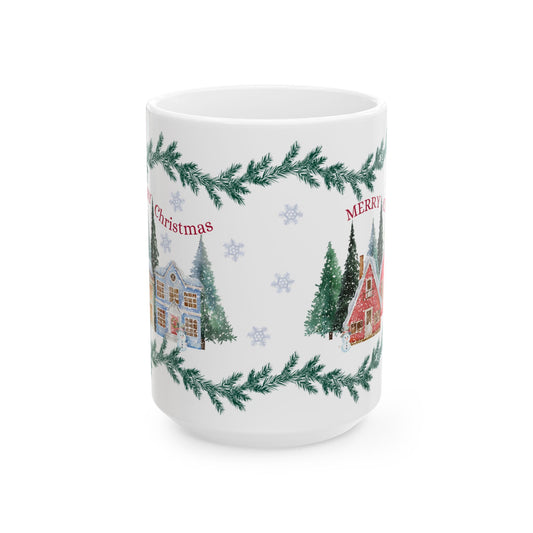 Christmas-Themed Ceramic Mug, Holiday Gift, Festive Drinkware, Winter Decor, Home & Kitchen, Coffee/Tea Cup