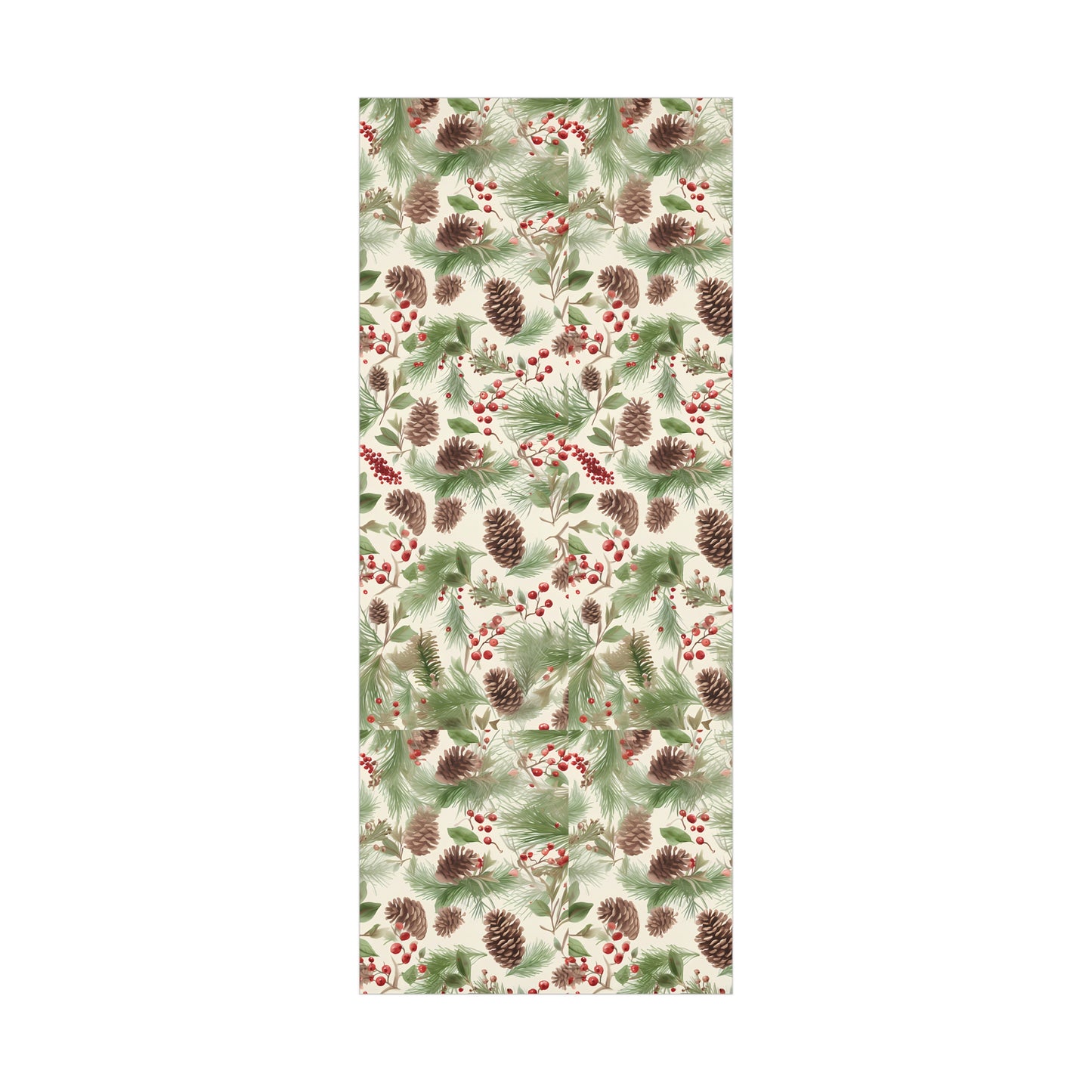 Holiday Gift Wrap Paper, Pinecones and Berries, Eco-Friendly Wrapping Paper, Christmas Gifts, Seasonal Decor, Handmade Wrapping