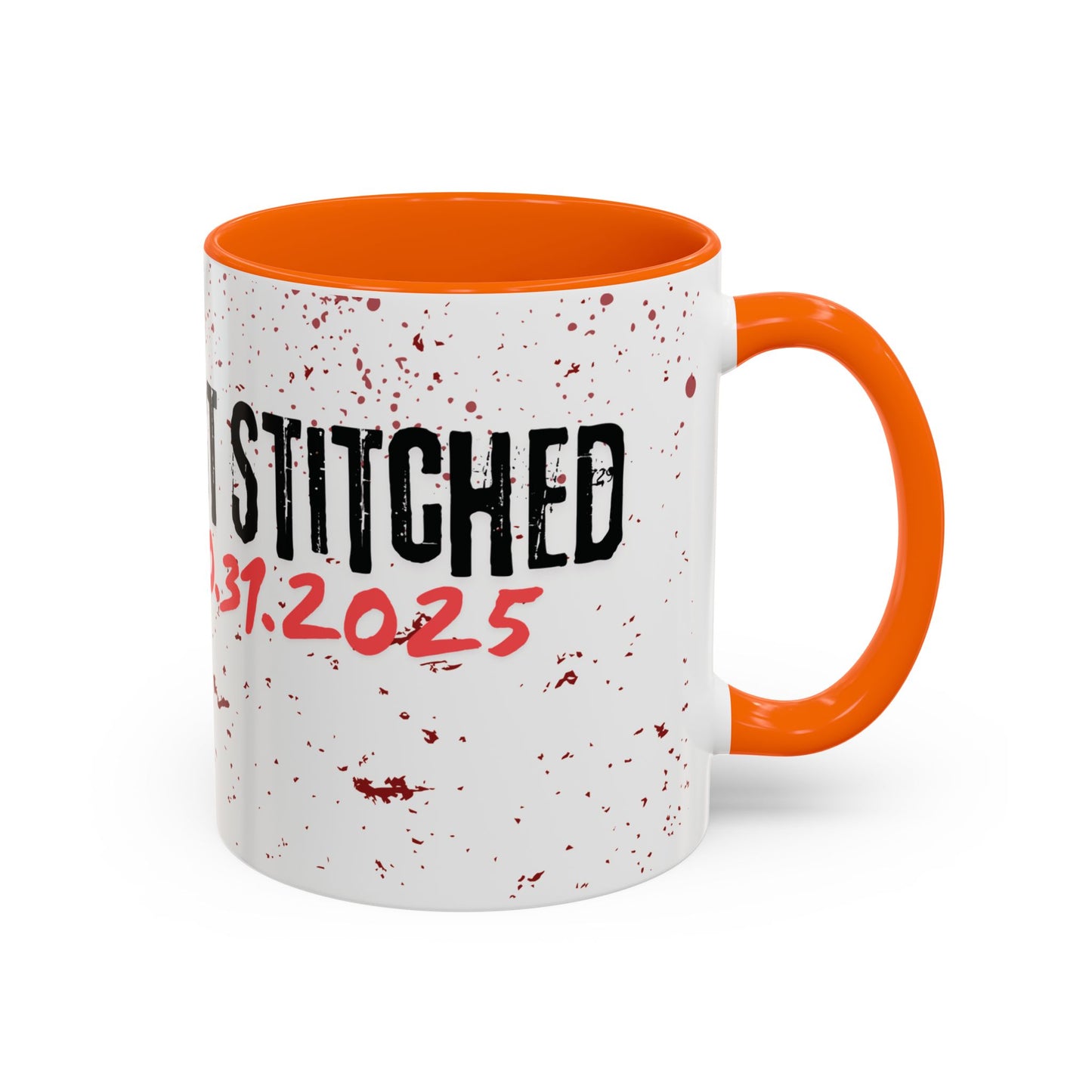 Accent Coffee Mug - Gothic Halloween Bride and Groom Just Stitched Personalized Mug