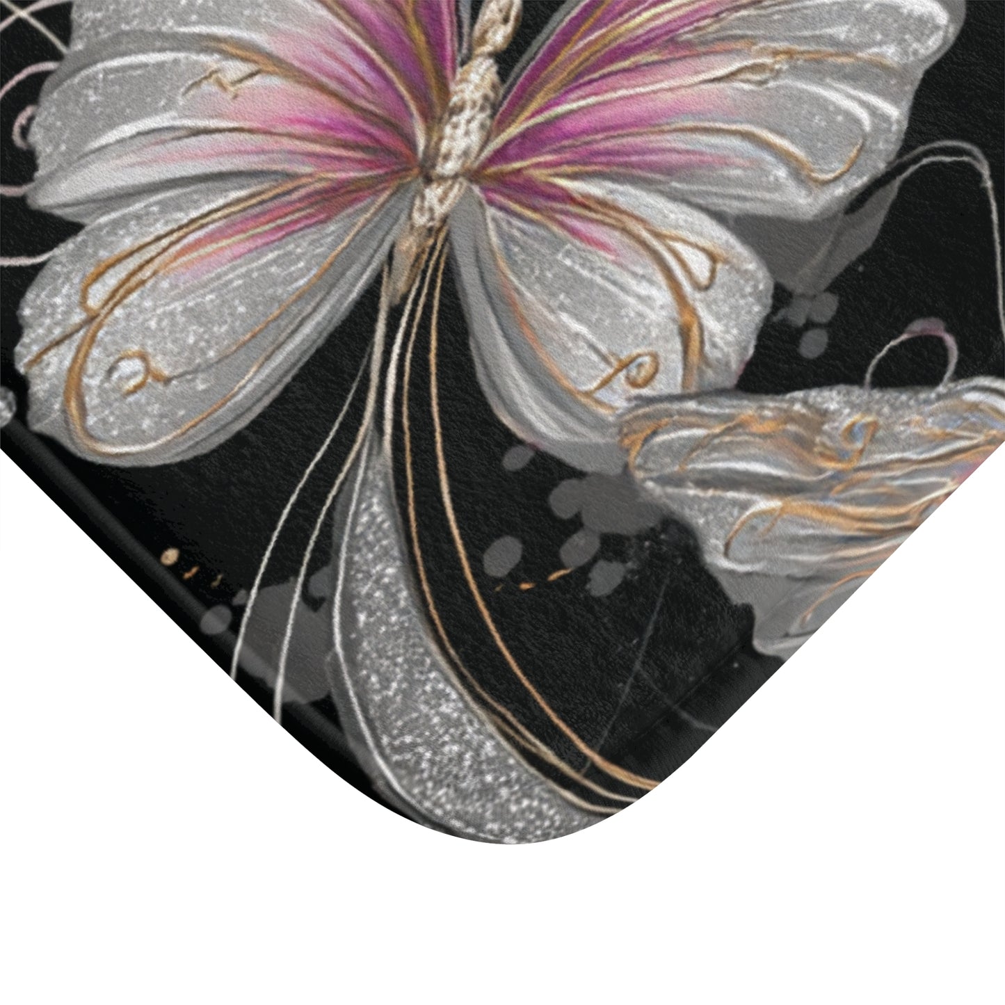 Elegant Butterfly Bath Mat, Stylish Bathroom Decor, Soft & Absorbent Mat, Gift Idea for Home, Butterfly Lover's Gift, Floral Bath Decor