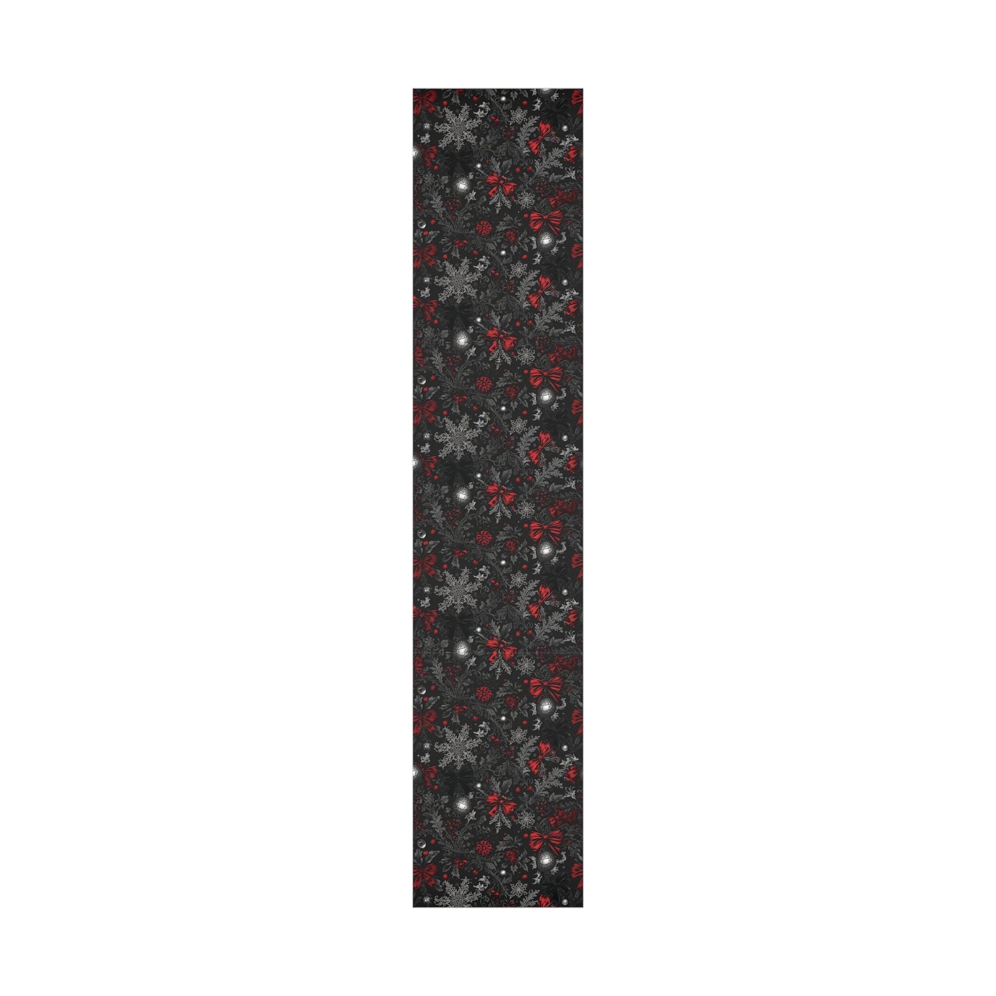 Elegant Victorian Gothic Christmas Wrapping Paper – Dark Holiday Gift Wrap with Red Bows & Snowflakes