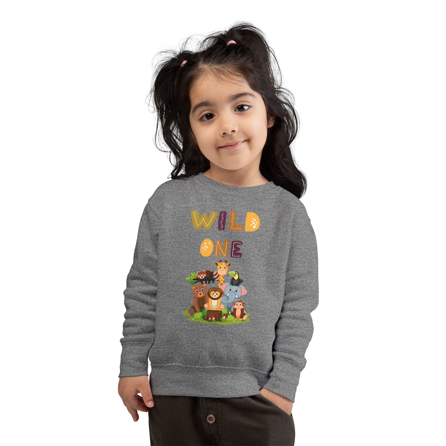 Wild One Toddler Sweatshirt - Cute Animal Design, Birthday Gift, Kids' Apparel, Playtime Outfit, Baby Shower Gift