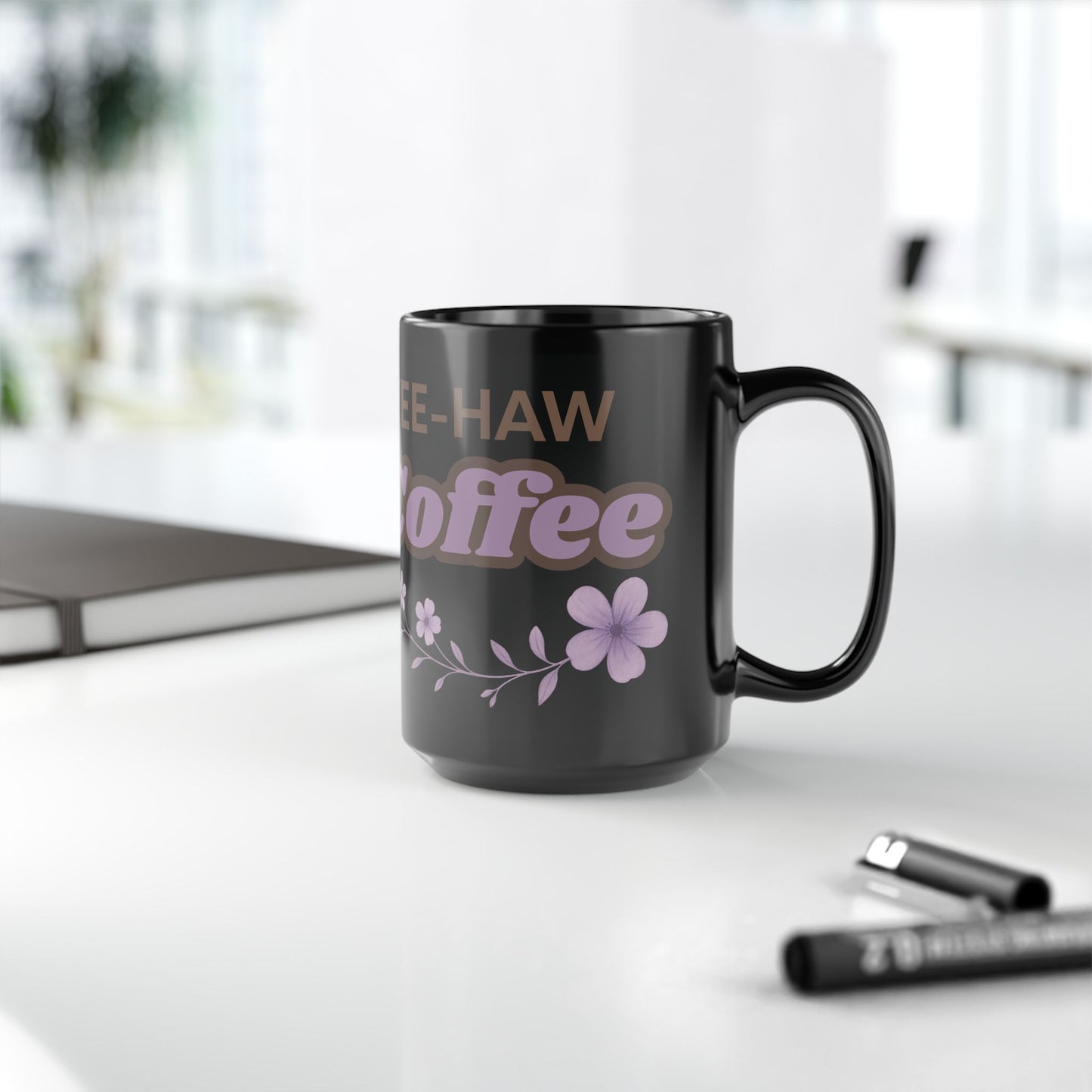 Cowgirl Pony Coffee Mug Yee Haw Coffee Black Glossy Cup 11oz and 15oz