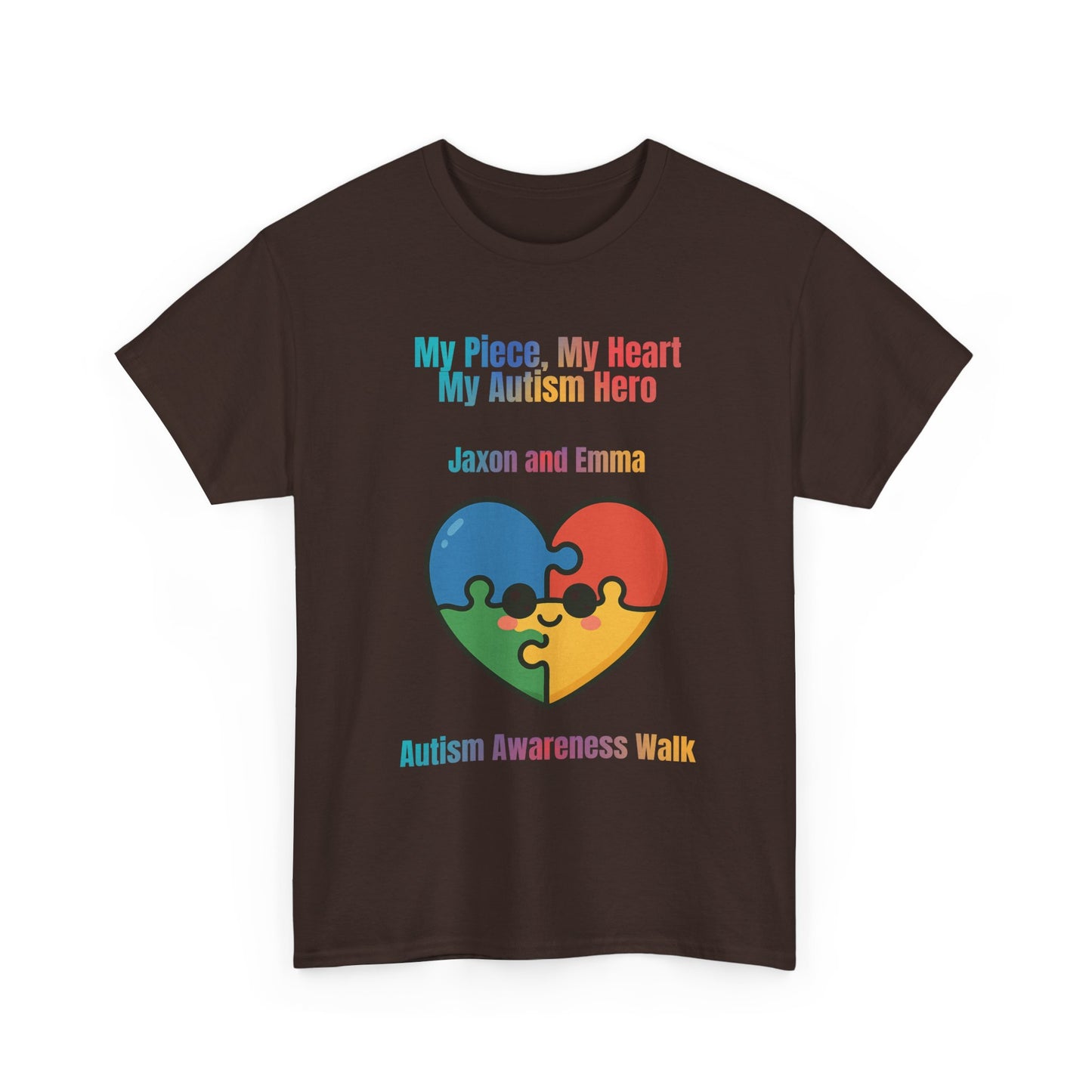 Customizable Autism Awareness Tee, My Piece My Heart Hero Shirt, Unisex Cotton Tee, Puzzle Heart Design, Inclusive Apparel