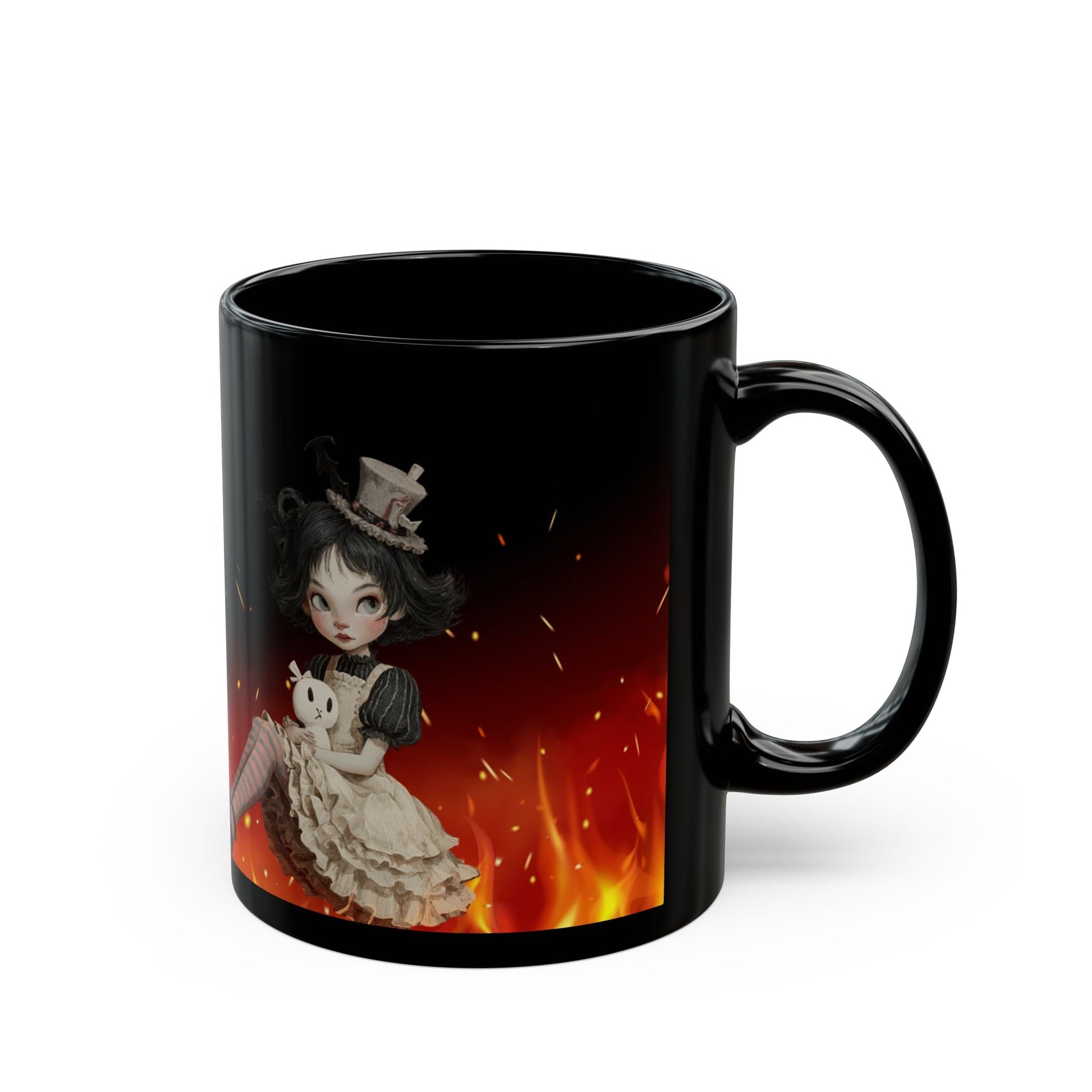 Halloween Themed Black Mug - Trick or Treat Design, Spooky Coffee Cup, Gift for Kids and Adults, Fall Decor, Fun Halloween Party Printify