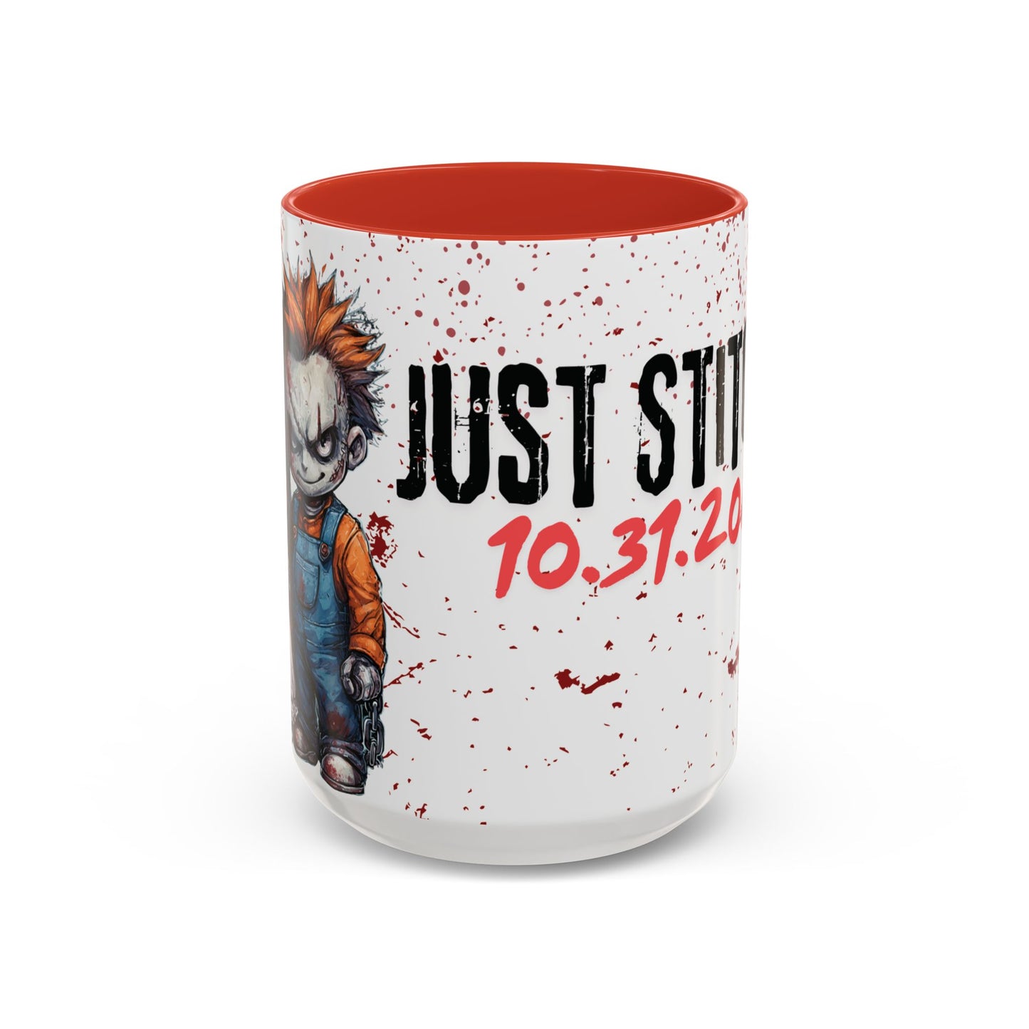 Accent Coffee Mug - Gothic Halloween Bride and Groom Just Stitched Personalized Mug