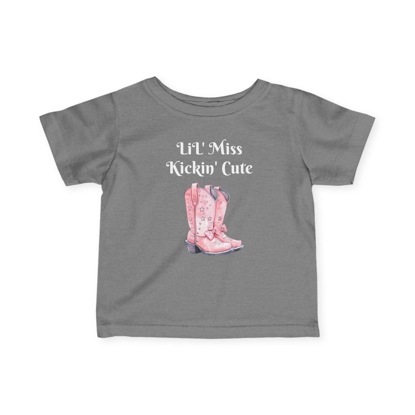 Lil' Miss Kickin' Cute Infant Tee, Baby Shirt, Toddler Clothing, Western Theme Outfit, Cute Baby Gift, Birthday Present Printify