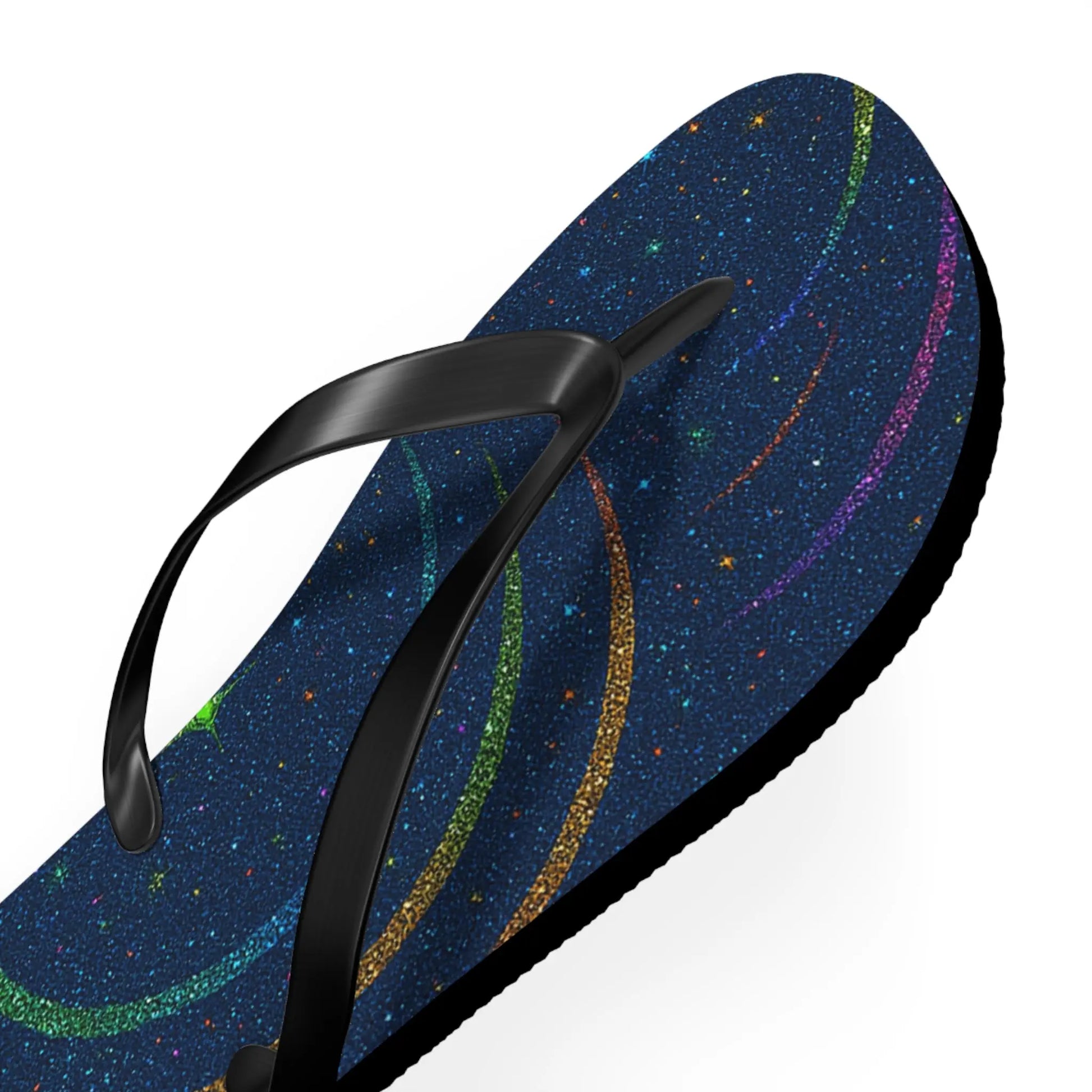 Cosmic Flip Flops | Starry Beach Sandals, Summer Footwear, Boho Style, Vacation Slides, Festival Accessories Printify