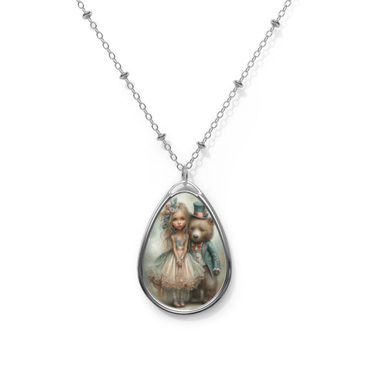 Necklace Whimsical Girl and Guardian Bear Printify
