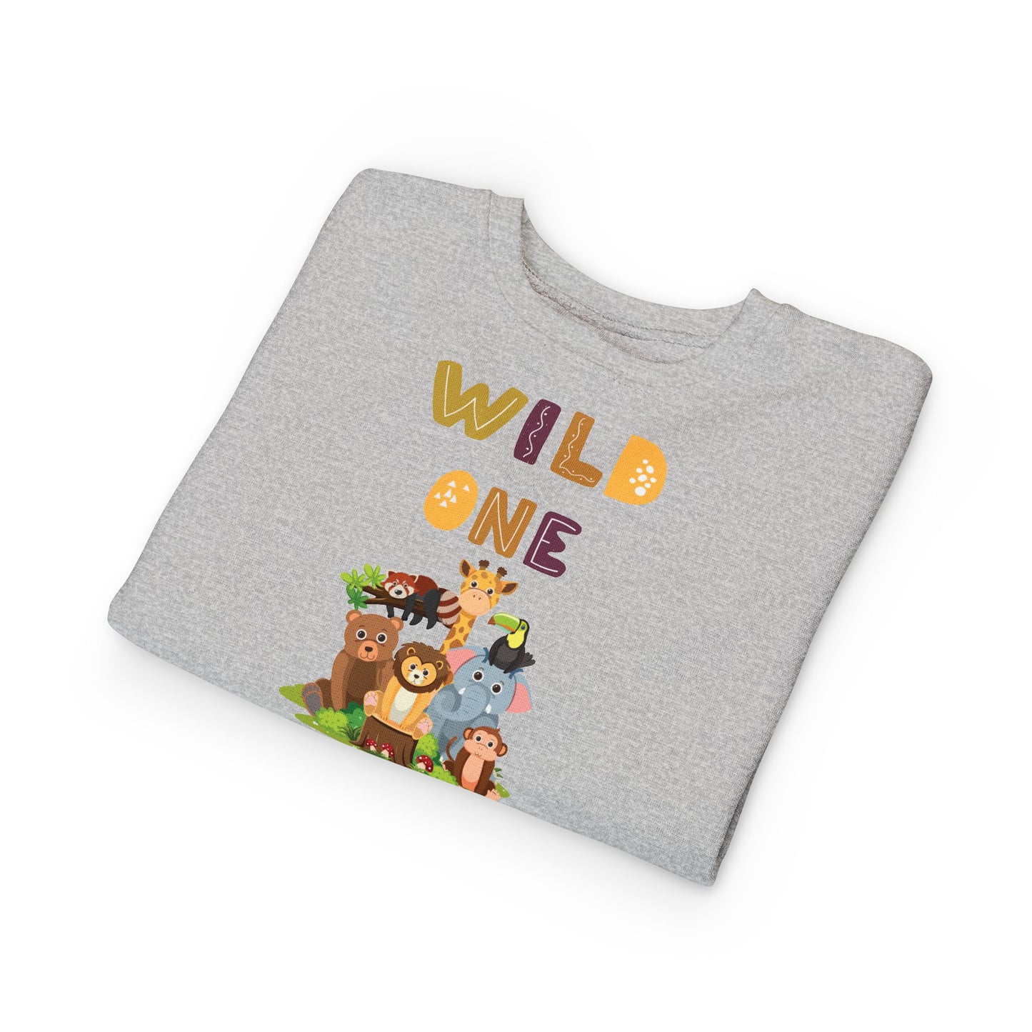 Wild One Toddler Sweatshirt - Cute Animal Design, Birthday Gift, Kids' Apparel, Playtime Outfit, Baby Shower Gift