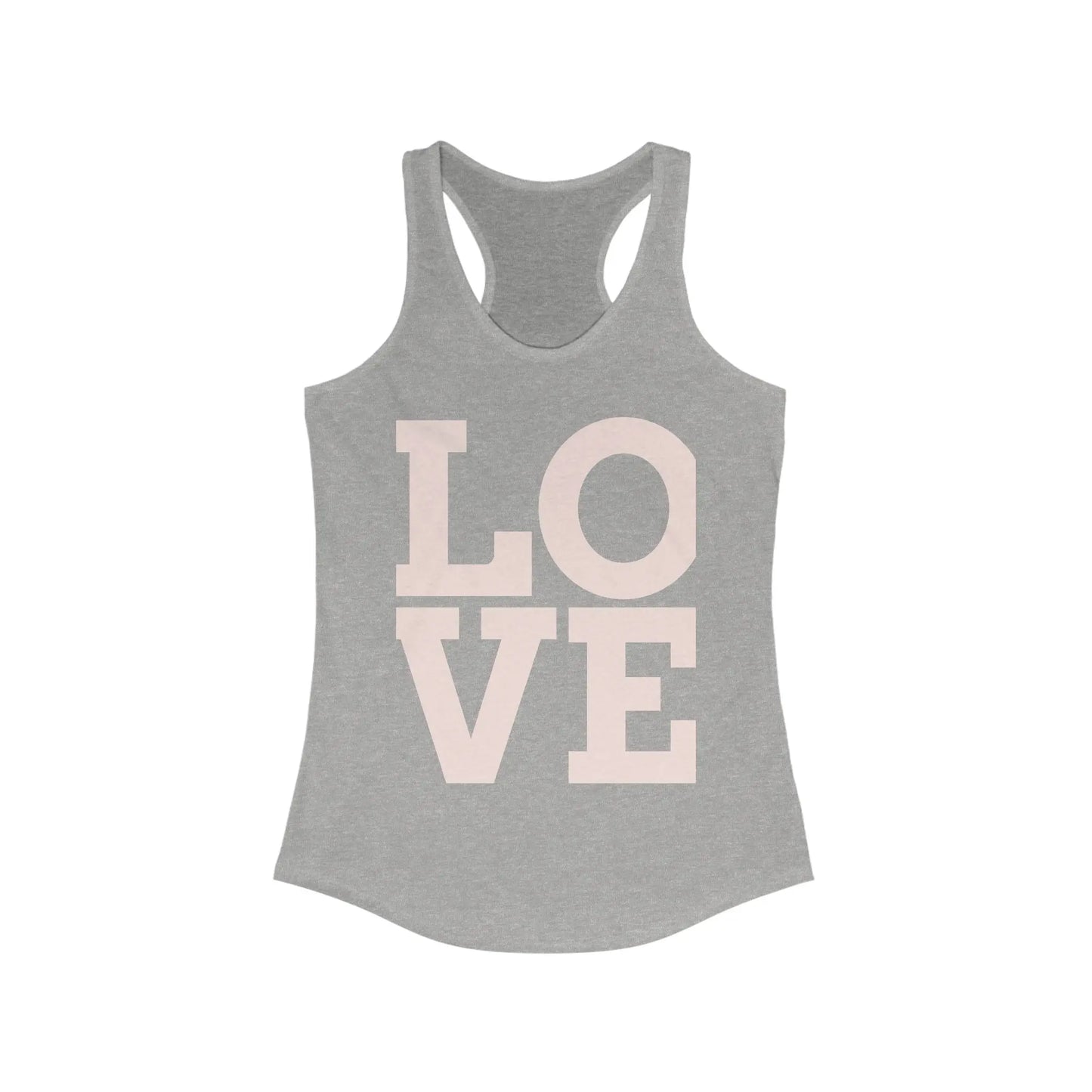 LOVE Graphic Racerback Tank Top, Summer Workout Tee, Valentine's Day Gift, Casual Women's Shirt, Motivational Exercise Top Printify