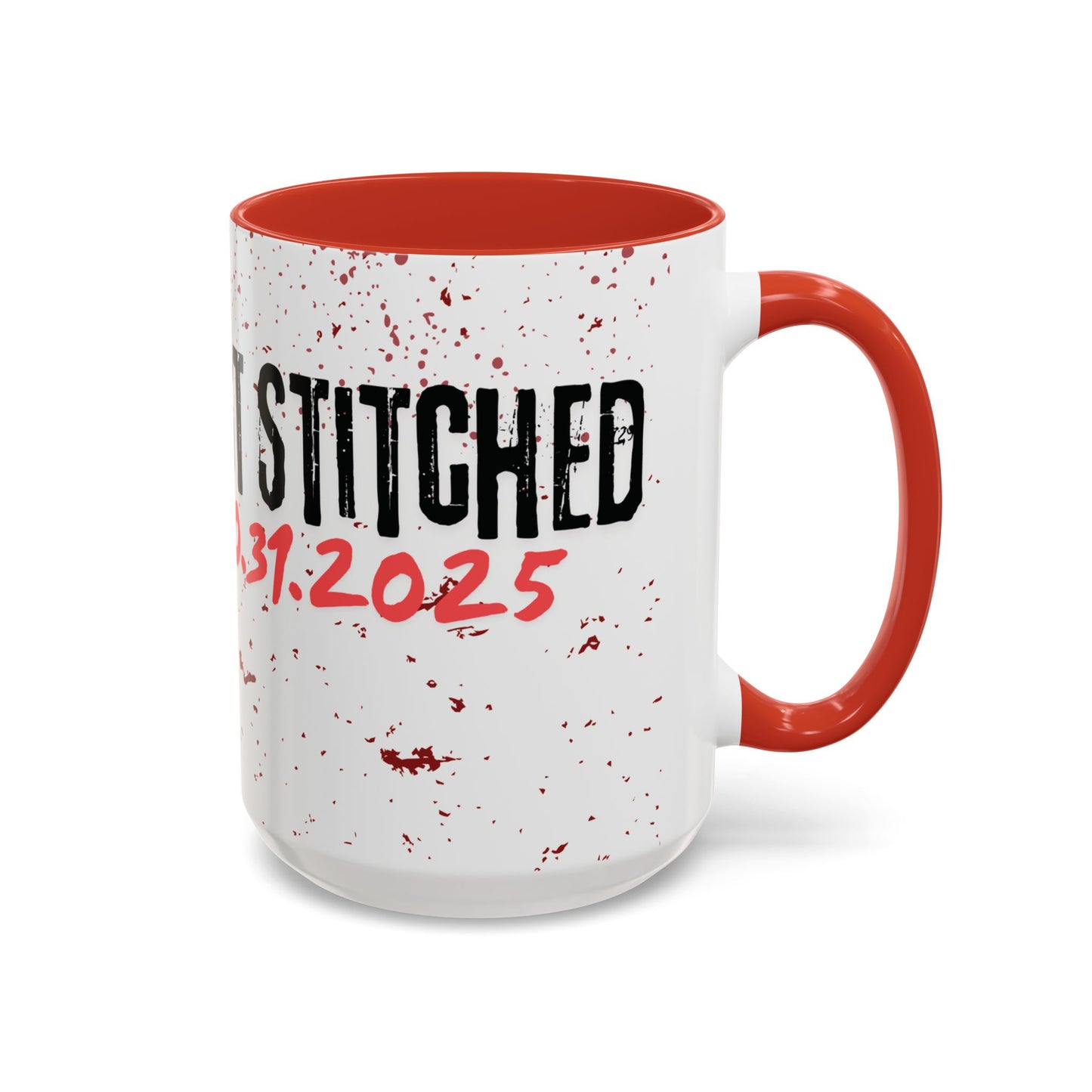 Accent Coffee Mug - Gothic Halloween Bride and Groom Just Stitched Personalized Mug