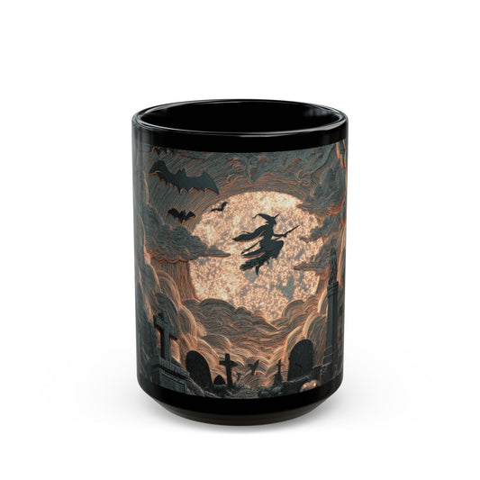 Spooky Witching Hour Mug - Perfect for Halloween Coffee Lovers, Black Ceramic Cup, Gift for Witch Fans, Unique Kitchen Decor, [...] Printify