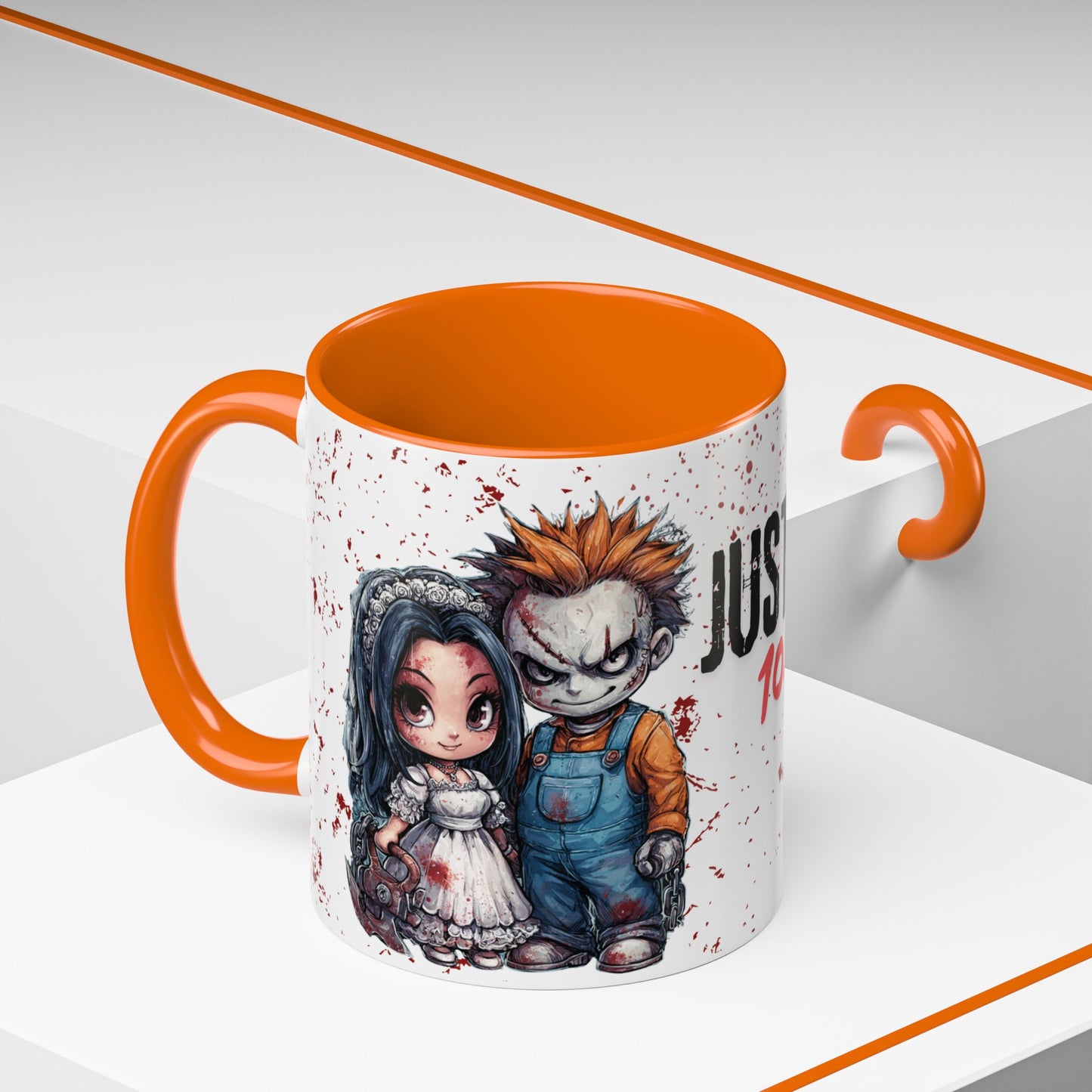 Accent Coffee Mug - Gothic Halloween Bride and Groom Just Stitched Personalized Mug