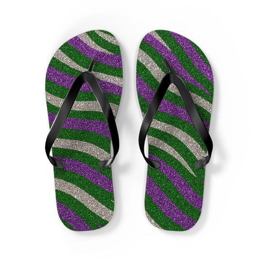 Vibrant Striped Flip Flops for Summer, Beach, Pool, Vacation, Trendy Footwear Printify