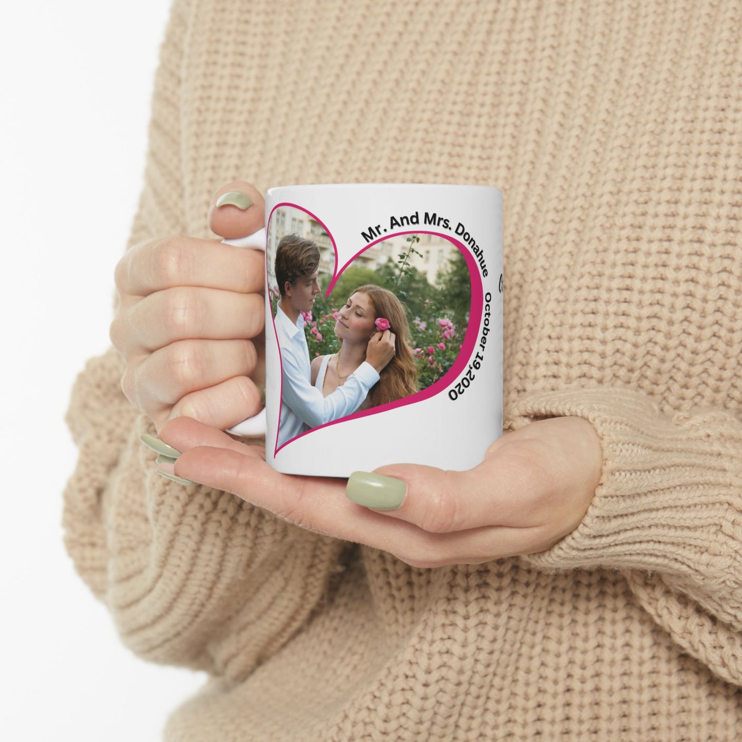 Personalized Wedding Anniversary Mug Custom Photo Heart Coffee Cup With Names and Date Keepsake Gift 11oz 15oz