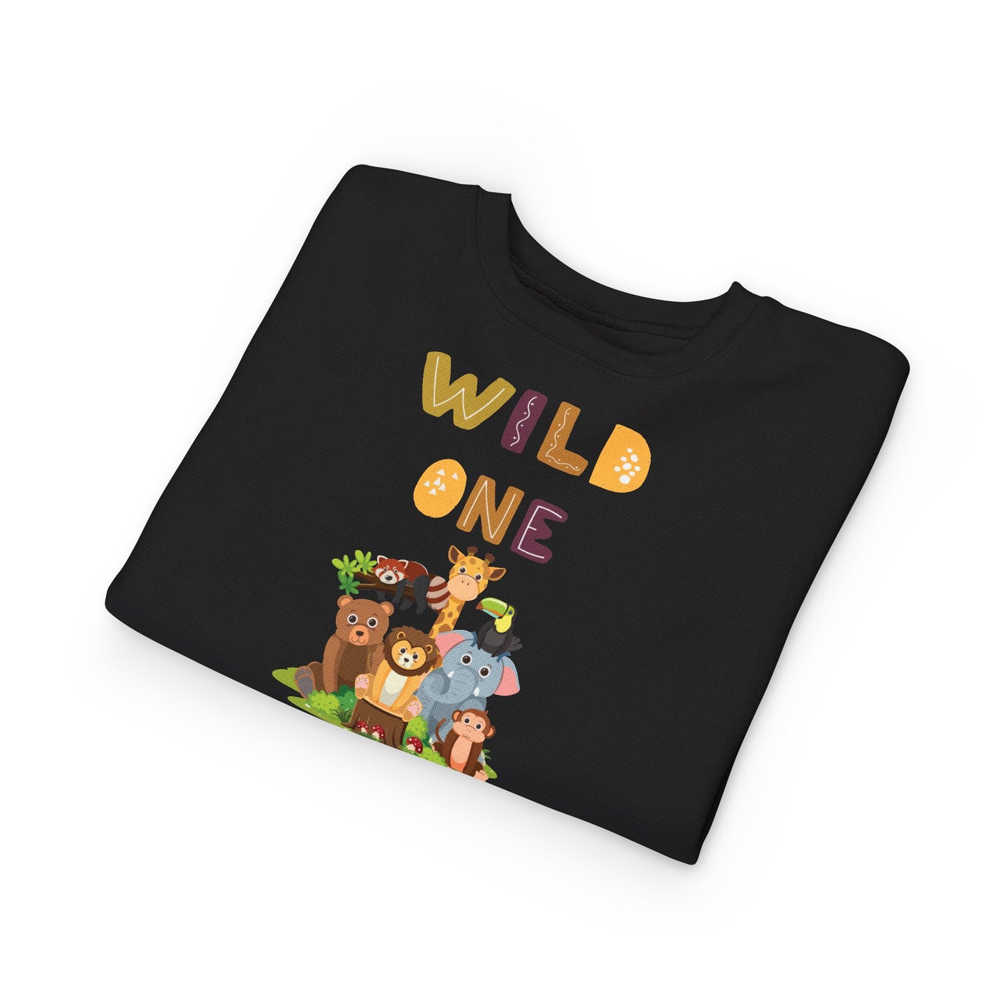 Wild One Toddler Sweatshirt - Cute Animal Design, Birthday Gift, Kids' Apparel, Playtime Outfit, Baby Shower Gift