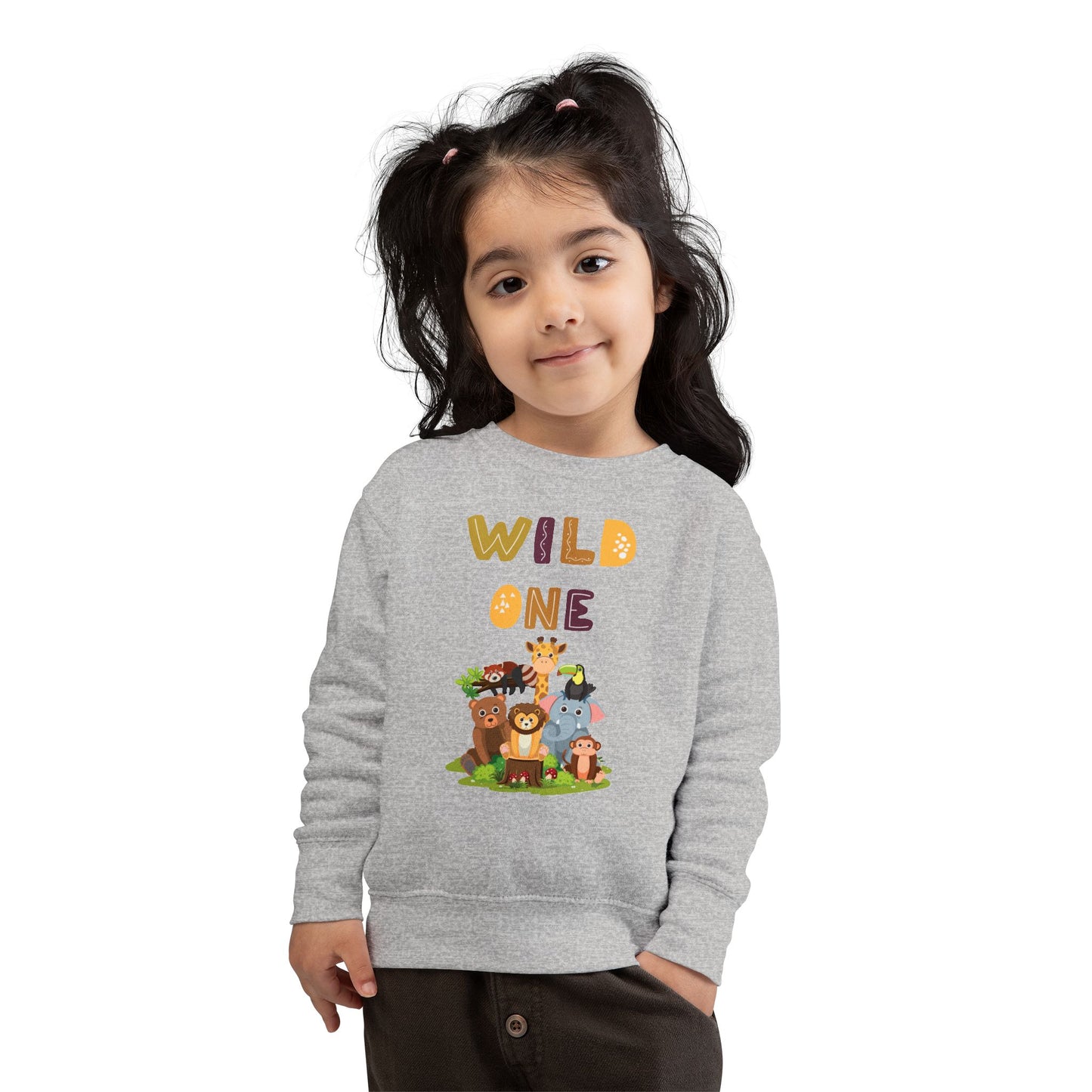 Wild One Toddler Sweatshirt - Cute Animal Design, Birthday Gift, Kids' Apparel, Playtime Outfit, Baby Shower Gift