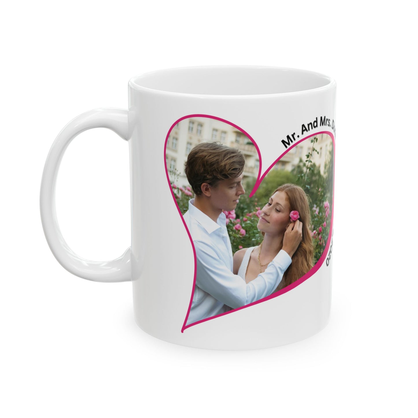 Personalized Wedding Anniversary Mug Custom Photo Heart Coffee Cup With Names and Date Keepsake Gift 11oz 15oz