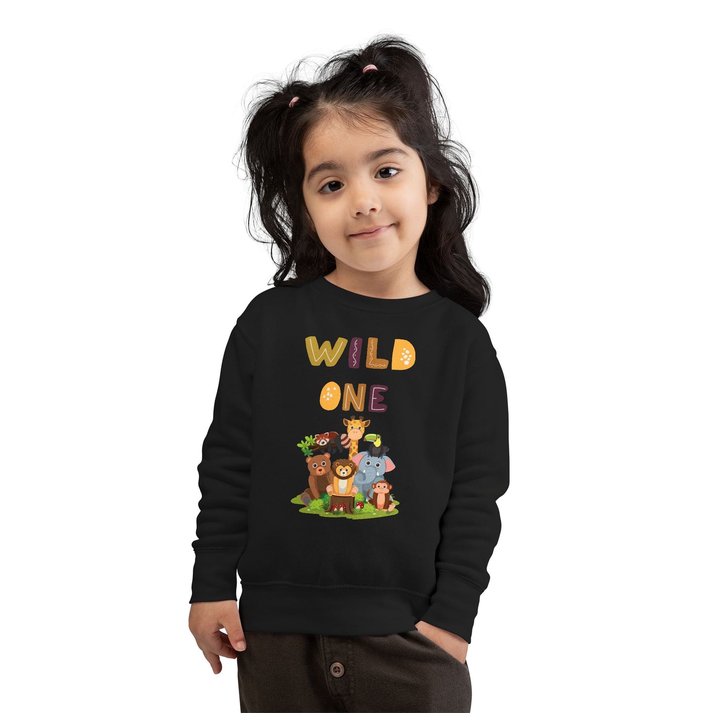Wild One Toddler Sweatshirt - Cute Animal Design, Birthday Gift, Kids' Apparel, Playtime Outfit, Baby Shower Gift