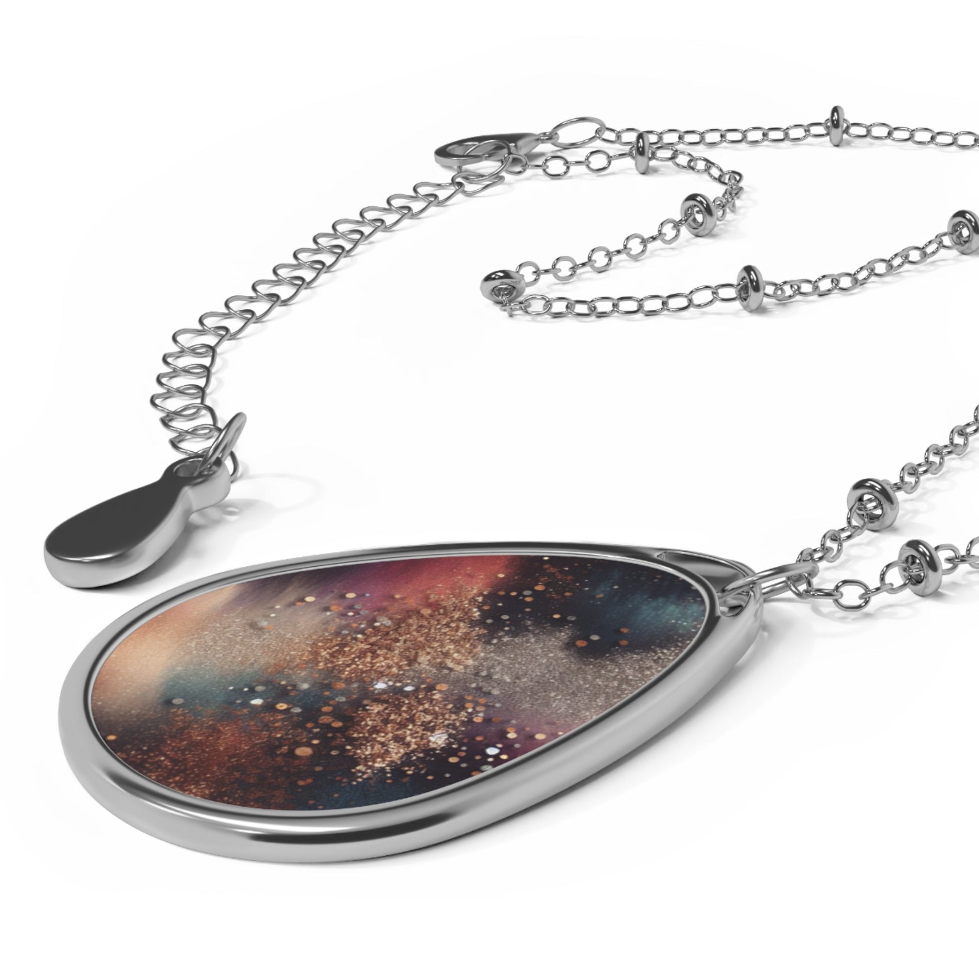 Galaxy-Inspired Oval Necklace, Unique Gift for Her, Celestial Jewelry, Perfect for Birthdays, Anniversaries, and Holidays Printify