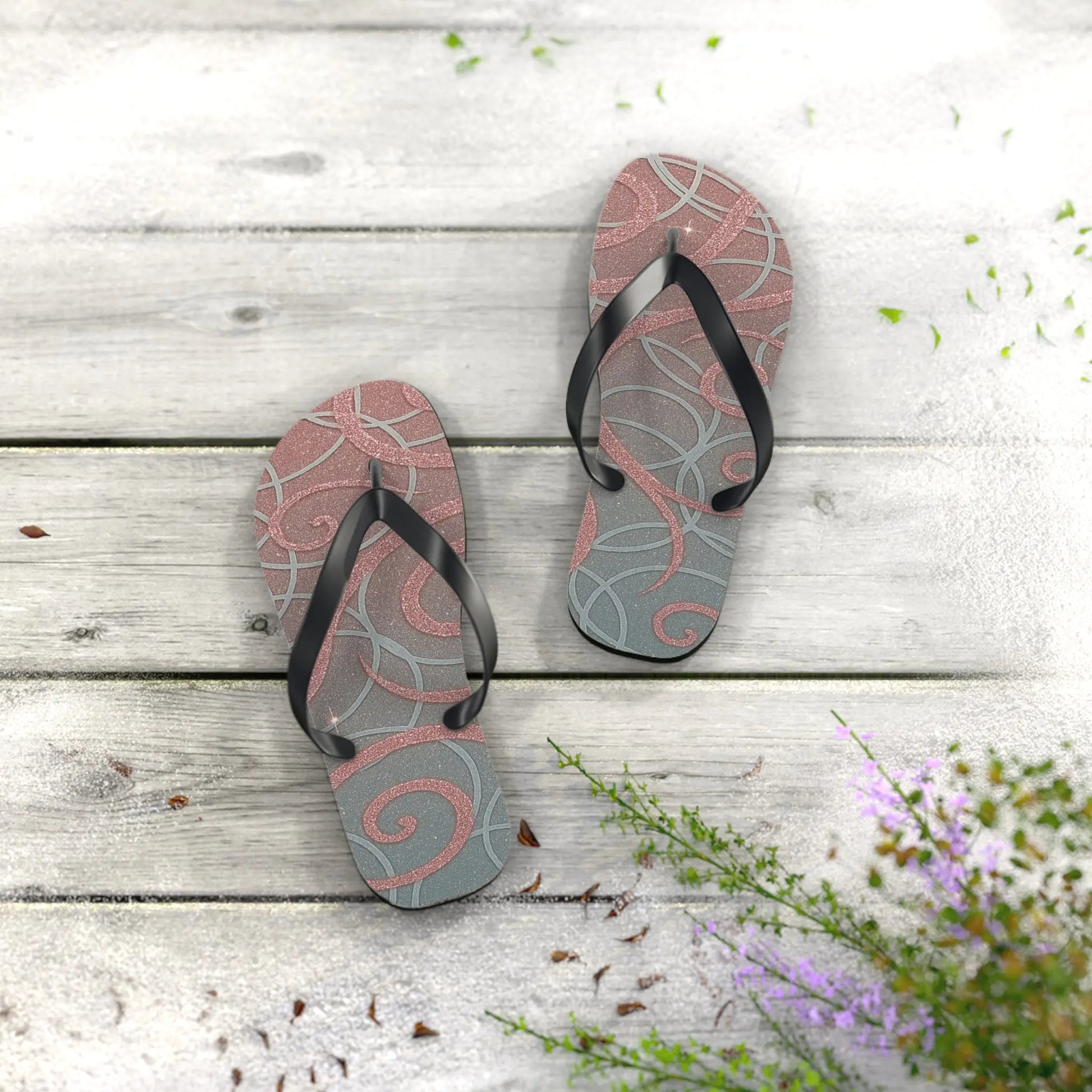 Elegant Swirl Flip Flops | Stylish Summer Footwear, Beach Vibes, Vacation Sandals, Poolside Comfort, Perfect Gift Printify