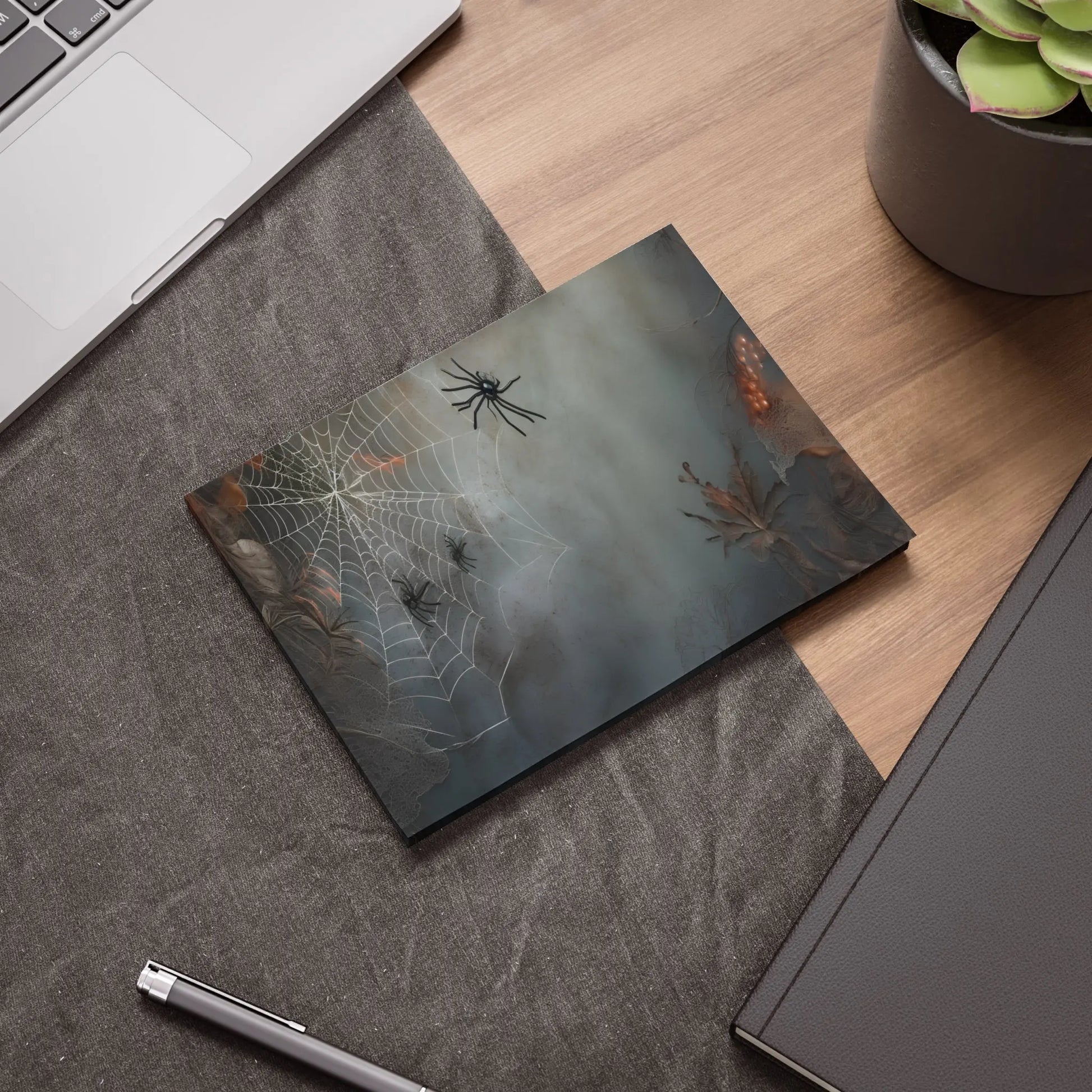 Note Pads - Spooky Spider and Web Design Halloween Stationery Printify