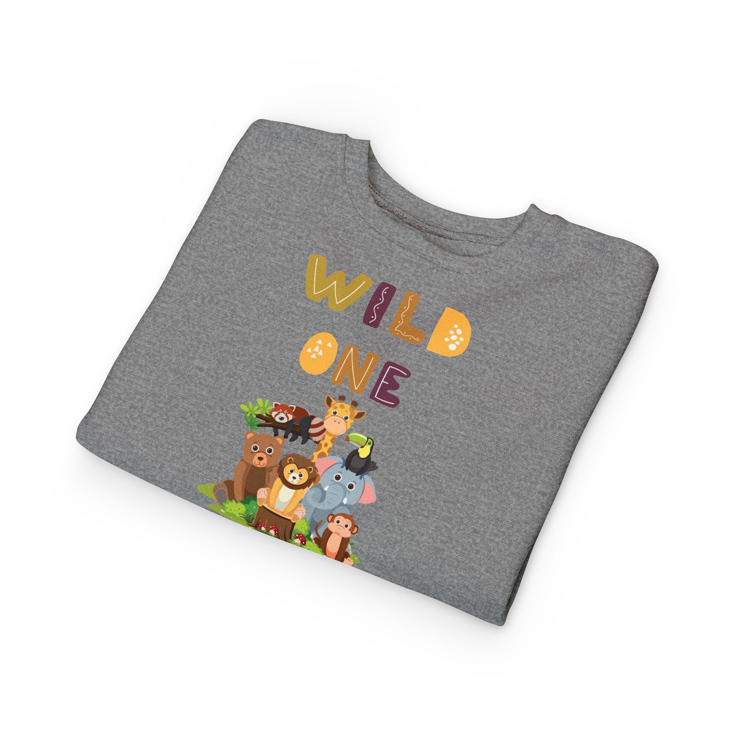 Wild One Toddler Sweatshirt - Cute Animal Design, Birthday Gift, Kids' Apparel, Playtime Outfit, Baby Shower Gift