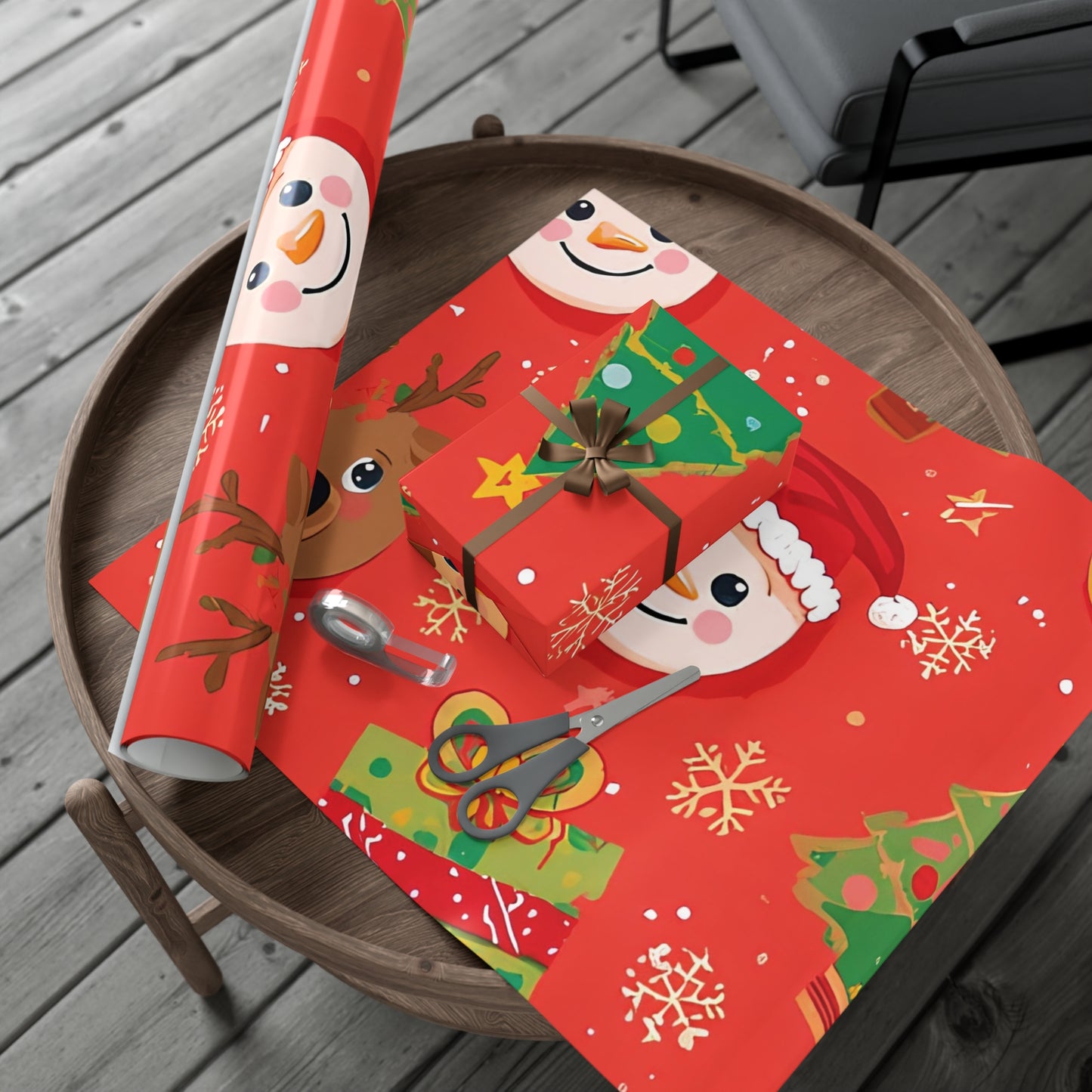 Emoji Christmas Wrapping Paper – Fun Holiday Gift Wrap for Kids with Santa, Snowman & Reindeer Faces