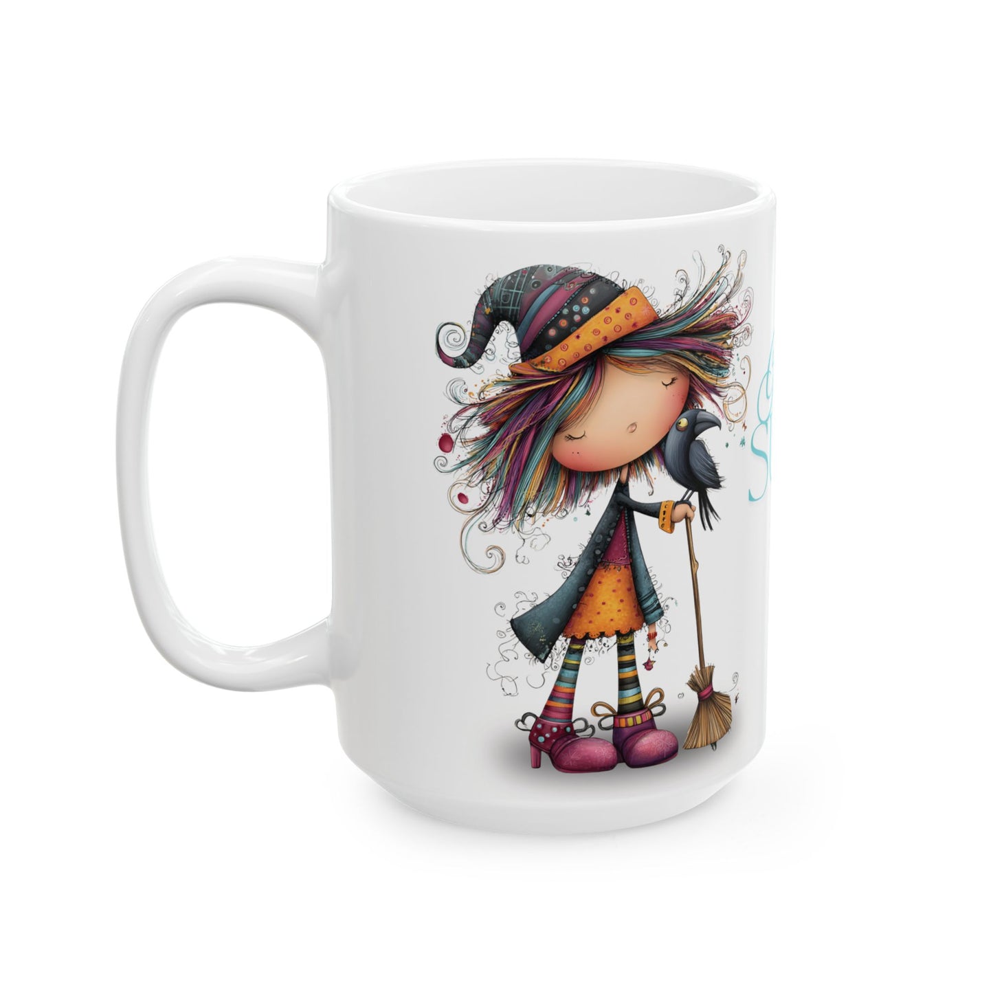 Ceramic Mug, Goodbye Summer Hello Fall Whimsical Witch Design, Halloween Coffee Cup, Autumn Kitchen Decor, Witchy Tea Mug, Fall Decor Gift