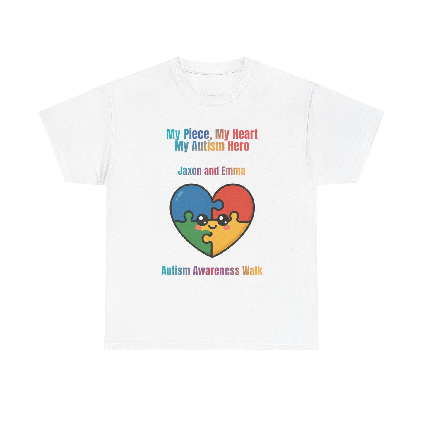 Customizable Autism Awareness Tee, My Piece My Heart Hero Shirt, Unisex Cotton Tee, Puzzle Heart Design, Inclusive Apparel