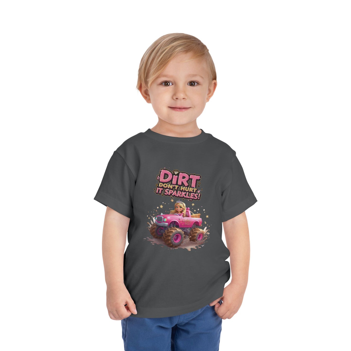 Toddler Tee, Princess in a Pink Monster Truck Dirt Don't Hurt It Sparkles Shirt, Kids Birthday Gift, Cute Girl's Top, Baby Shower Present,