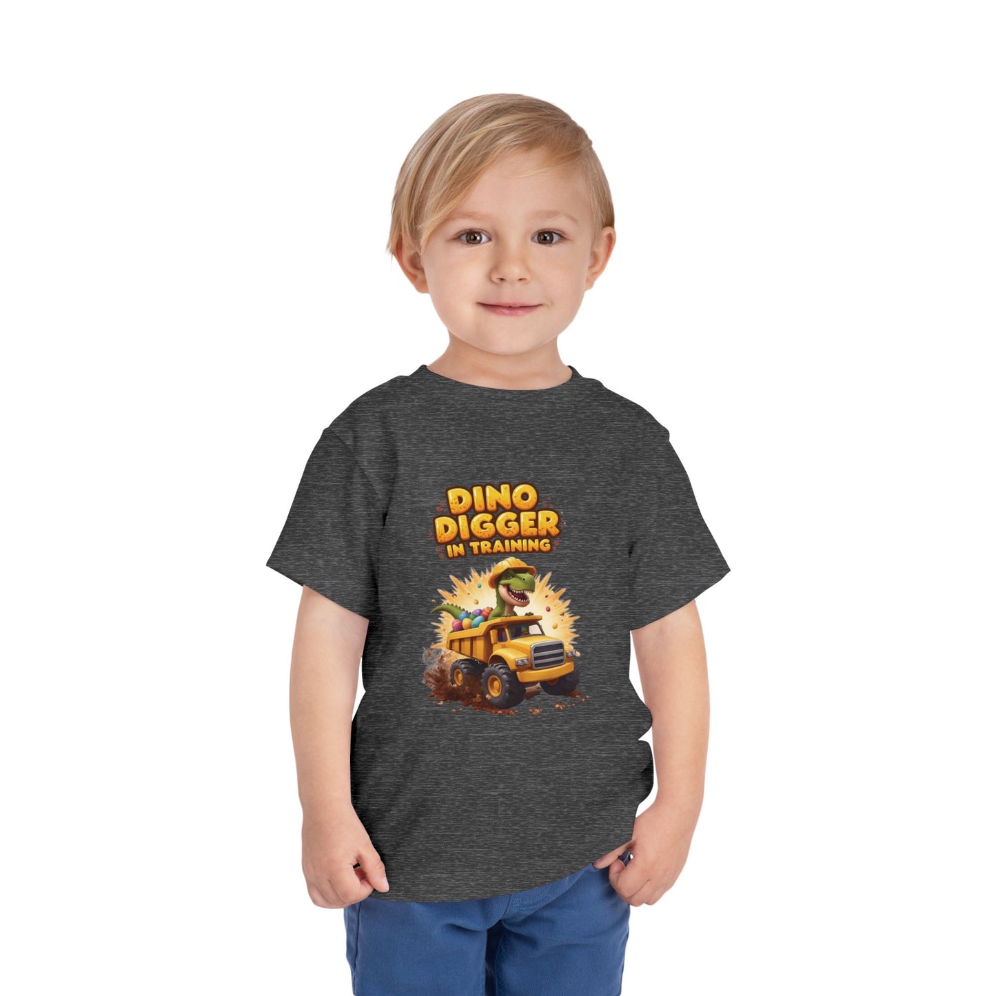 Dino Digger Toddler Tee - Fun Dino Excavator T-Shirt, Kids Gift, Birthday Outfit, Playwear, Cute Dinosaur Apparel