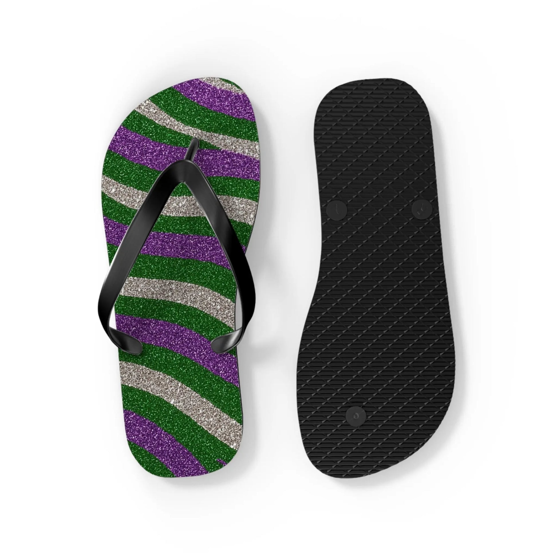 Vibrant Striped Flip Flops for Summer, Beach, Pool, Vacation, Trendy Footwear Printify