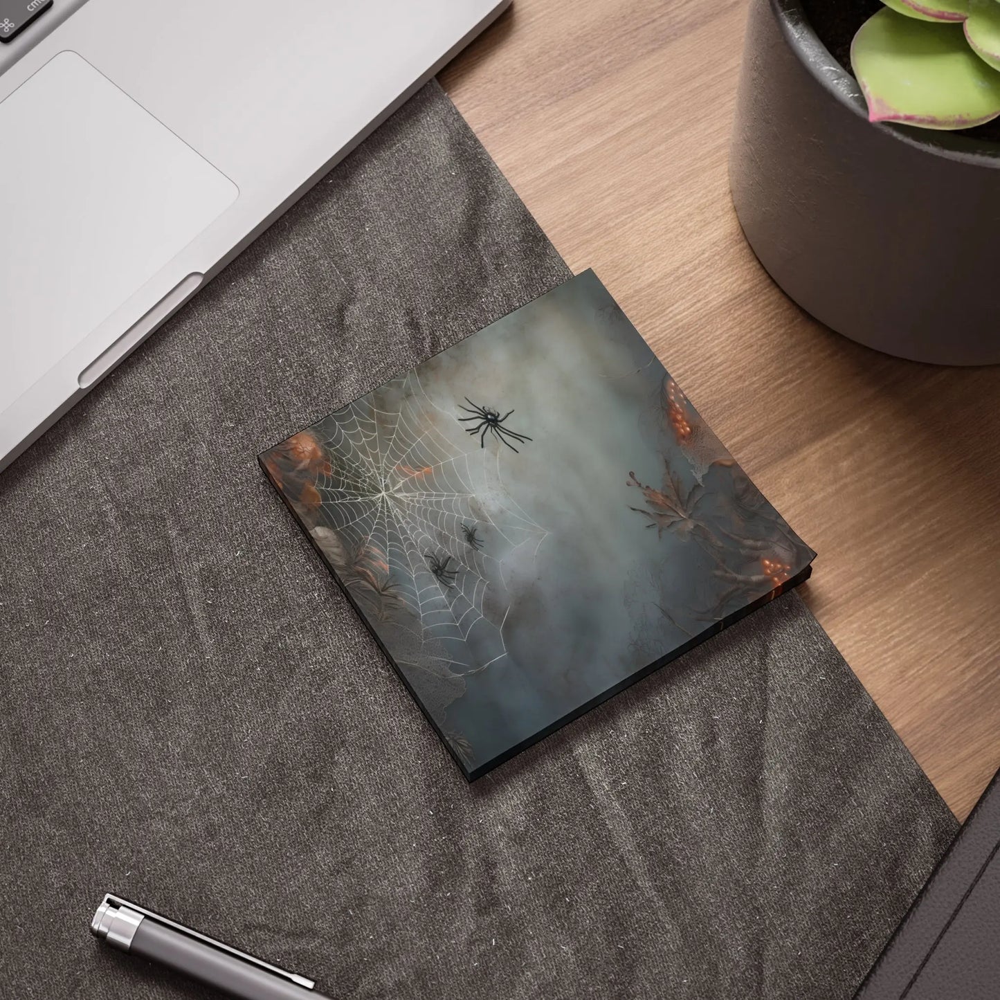 Note Pads - Spooky Spider and Web Design Halloween Stationery Printify