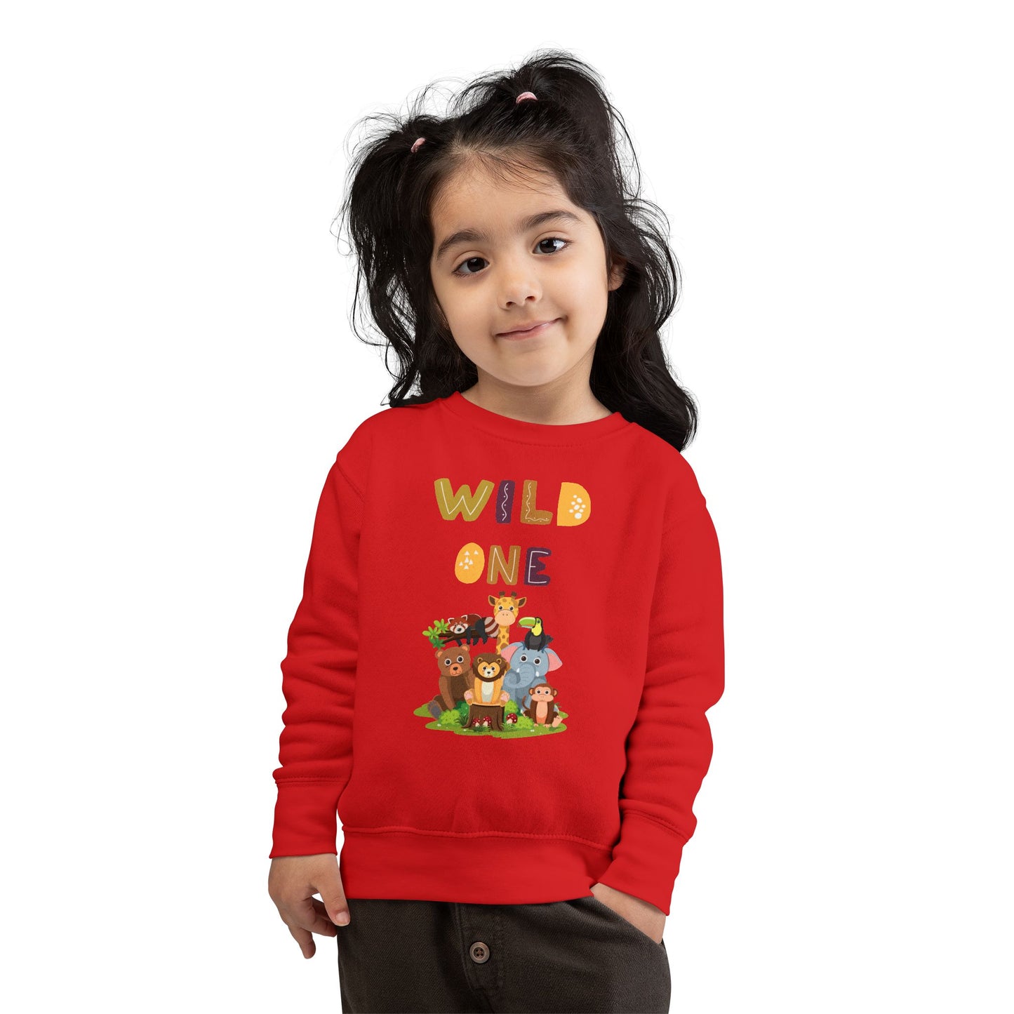 Wild One Toddler Sweatshirt - Cute Animal Design, Birthday Gift, Kids' Apparel, Playtime Outfit, Baby Shower Gift