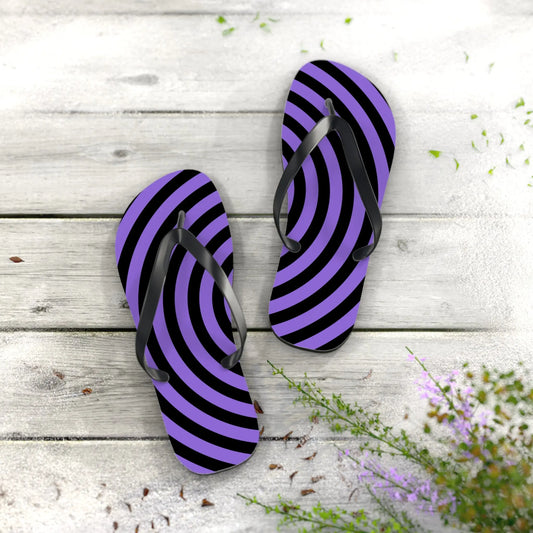 Spiral Flip Flops - Trendy Purple Design for Beach Days Printify