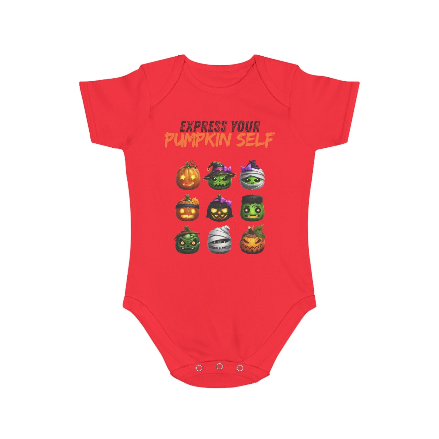 Halloween Baby Bodysuit, Express Your Pumpkin Self, Cute Infant Outfit, Spooky Baby Clothes, Fall Baby Gift, Pumpkin Costume Printify
