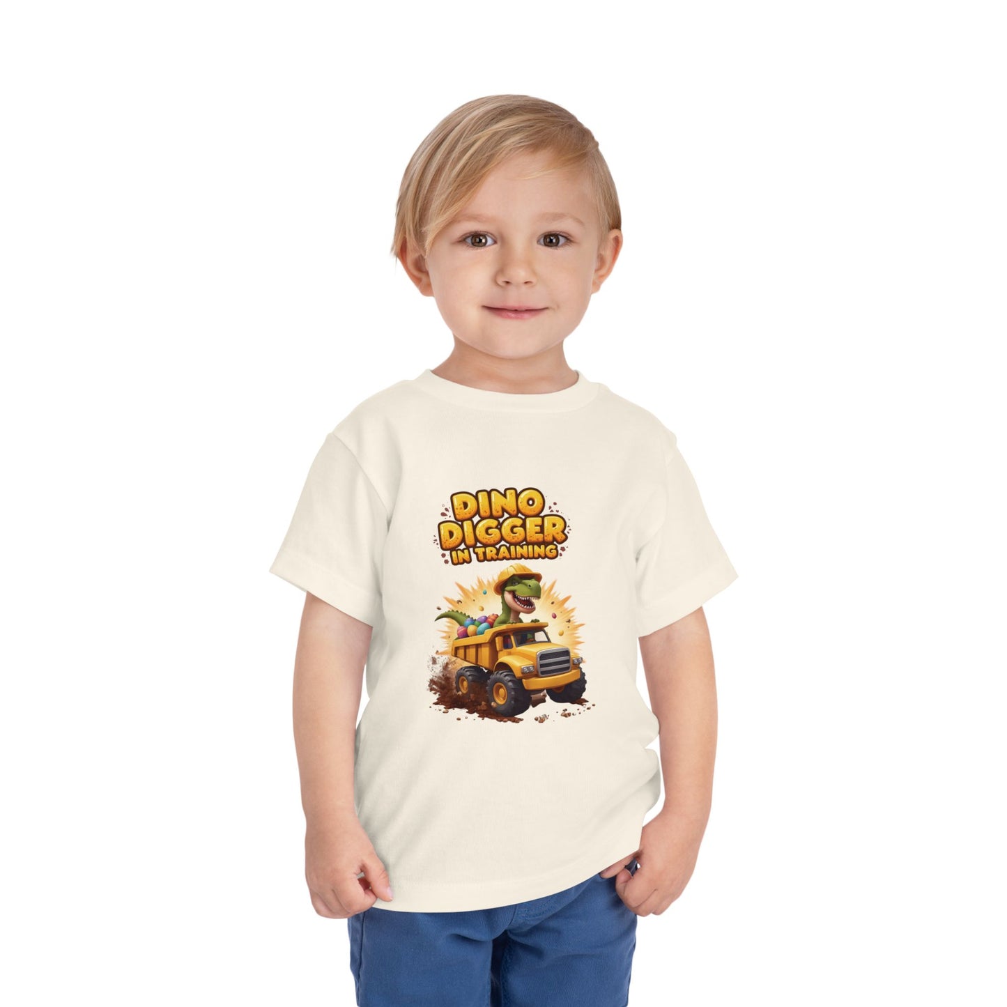 Dino Digger Toddler Tee - Fun Dino Excavator T-Shirt, Kids Gift, Birthday Outfit, Playwear, Cute Dinosaur Apparel