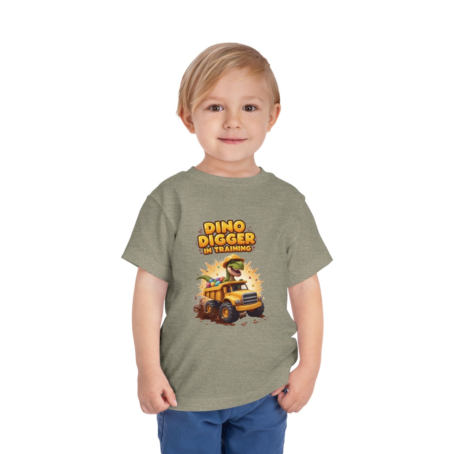 Dino Digger Toddler Tee - Fun Dino Excavator T-Shirt, Kids Gift, Birthday Outfit, Playwear, Cute Dinosaur Apparel